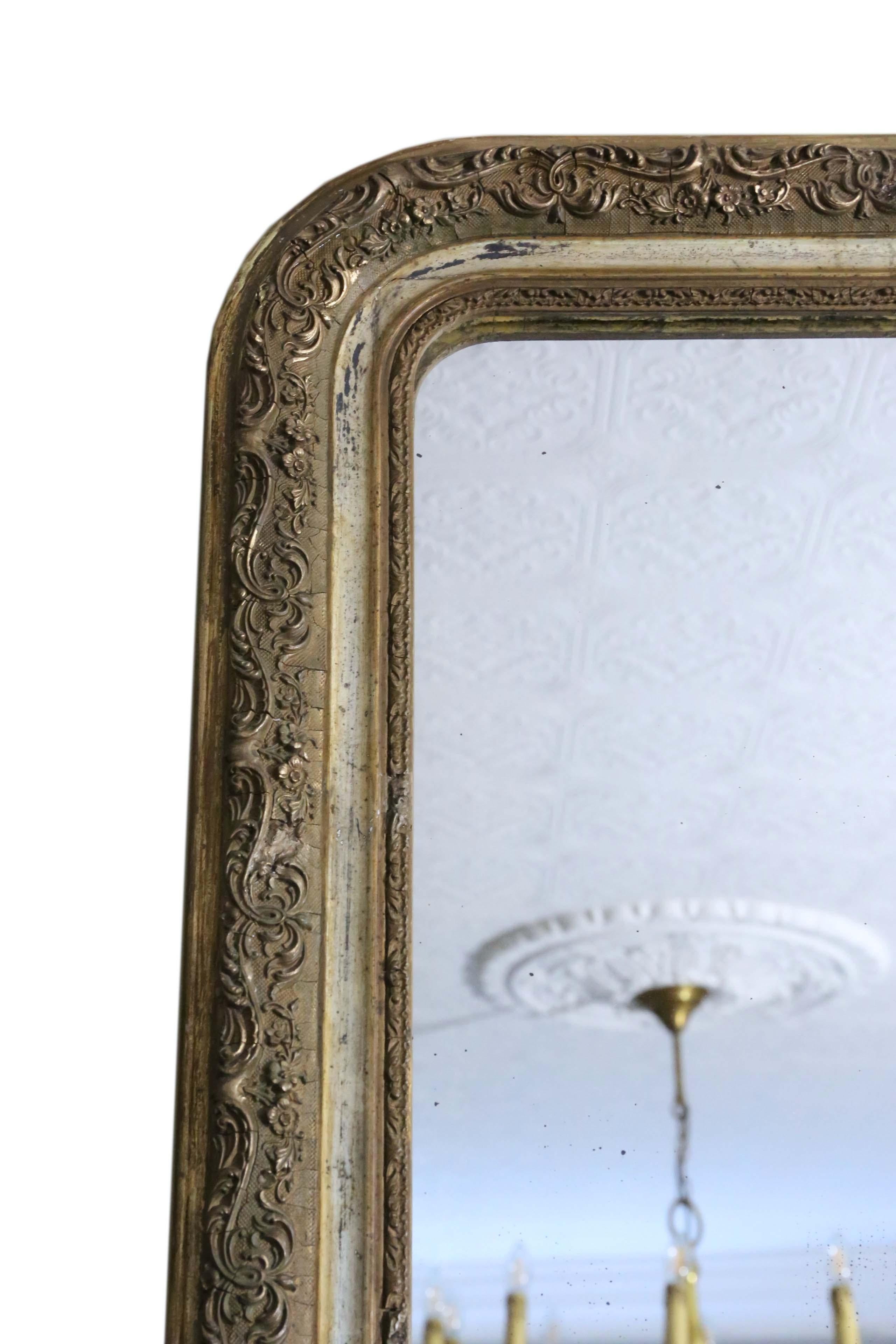 Antique Large Gilt Wall Mirror Overmantle, 19th Century In Good Condition For Sale In Wisbech, Cambridgeshire