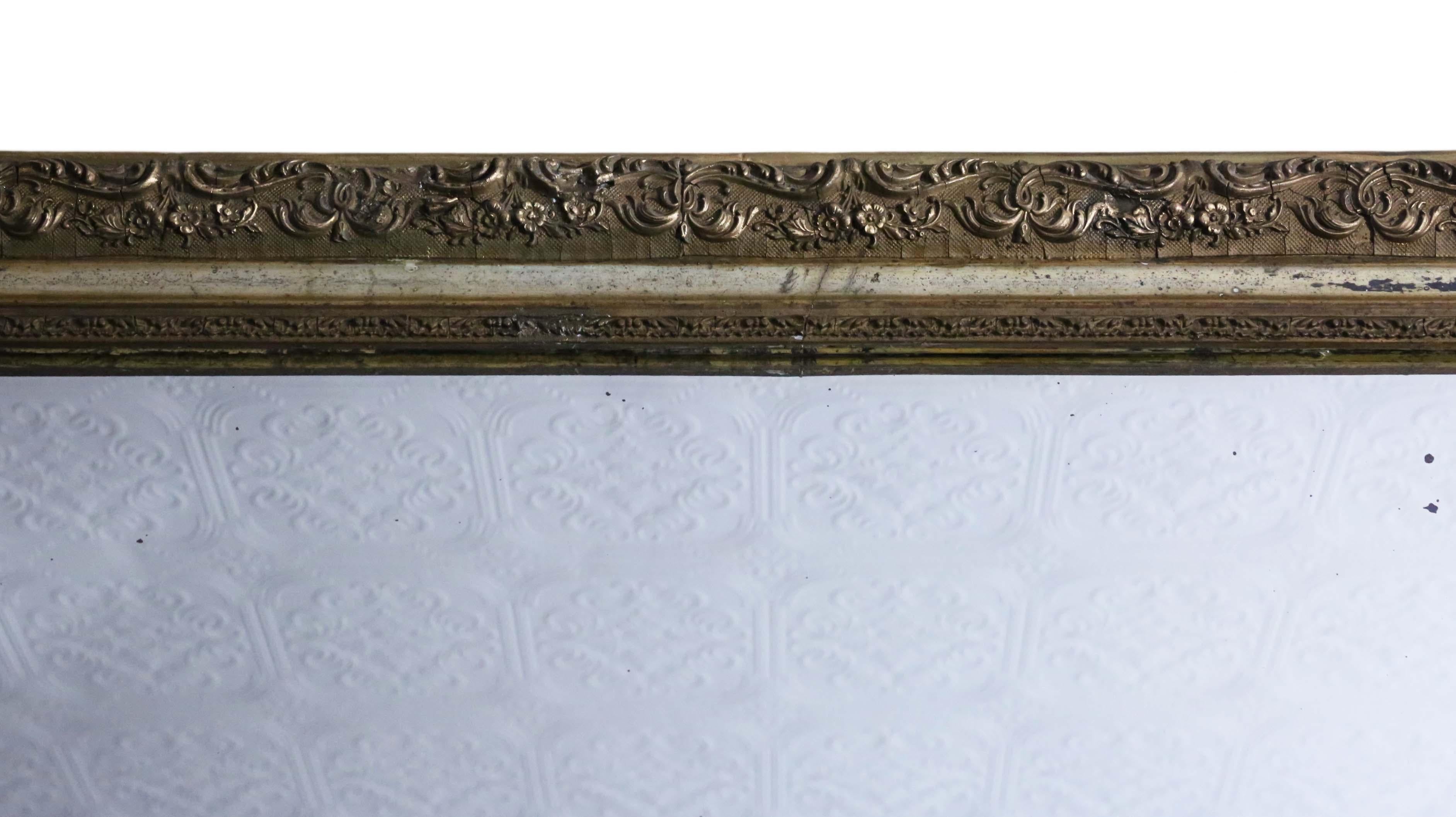 Antique Large Gilt Wall Mirror Overmantle, 19th Century For Sale 1