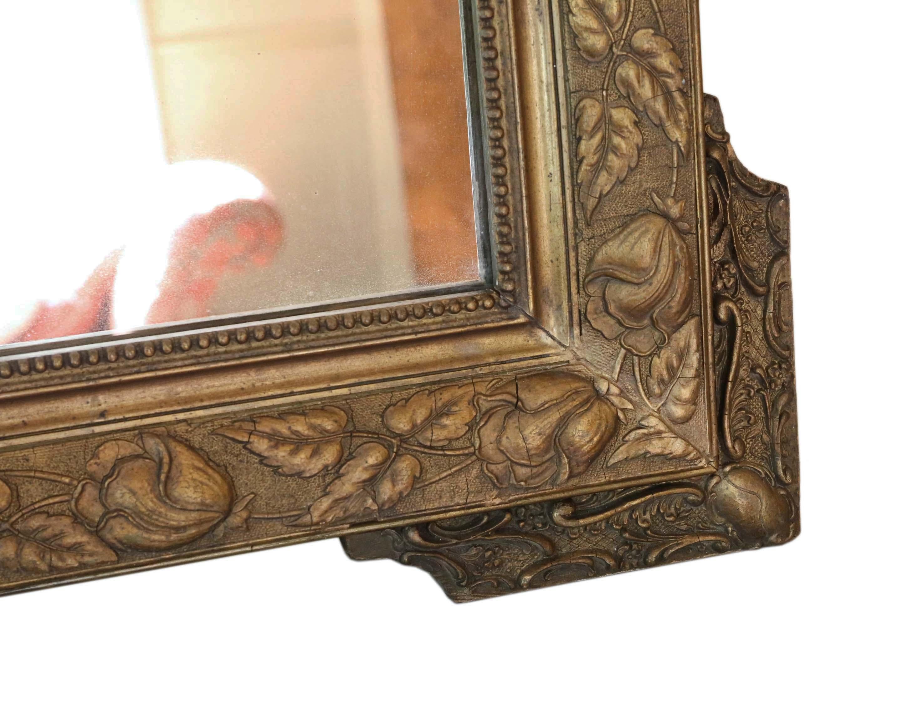 Antique Large Gilt Wall Mirror Overmantle 19th Century For Sale 1
