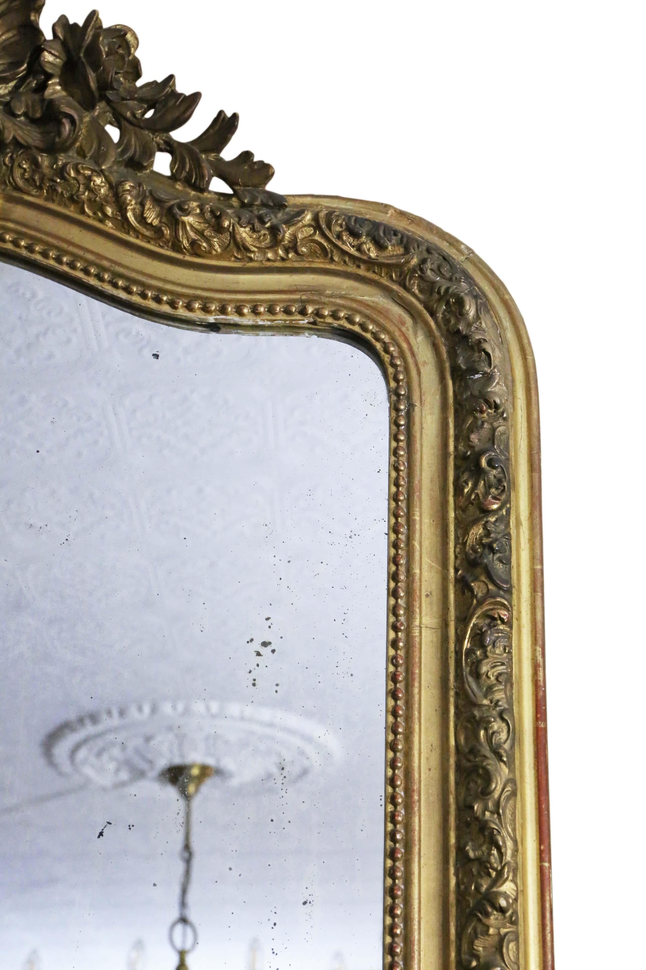 Antique Large Gilt Wall Mirror Overmantle 19th Century 2