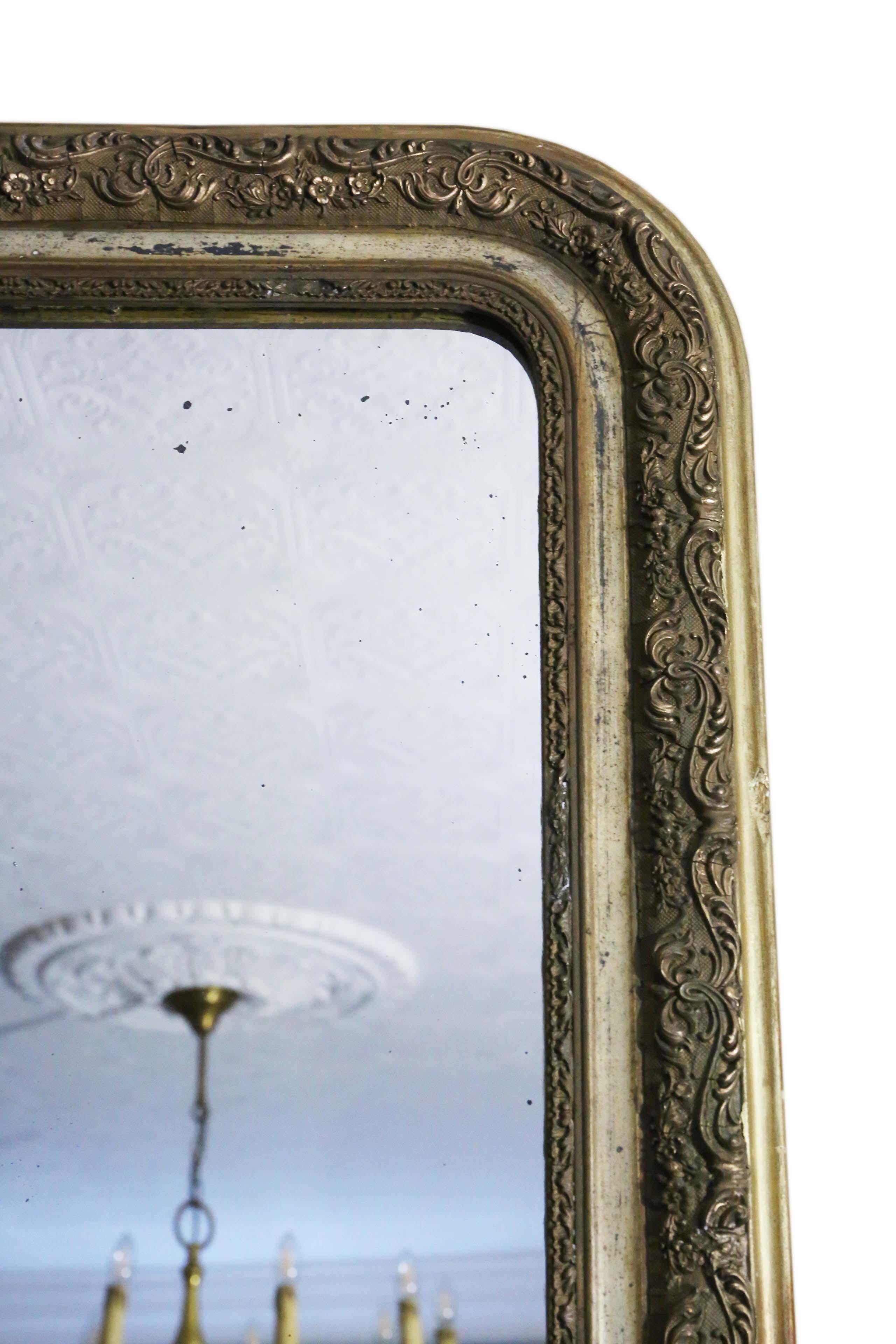 Antique Large Gilt Wall Mirror Overmantle, 19th Century For Sale 2