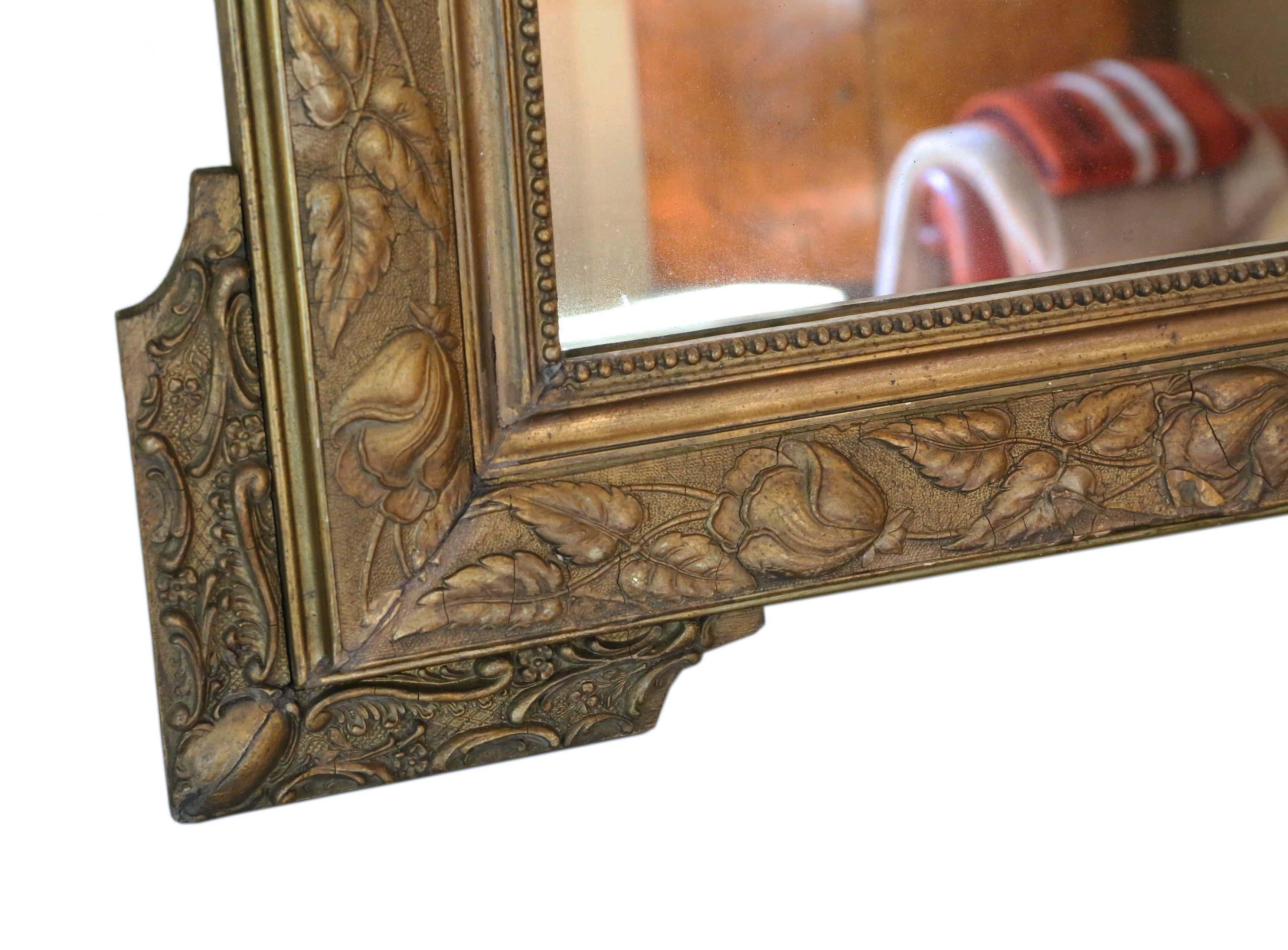 Antique Large Gilt Wall Mirror Overmantle 19th Century For Sale 2