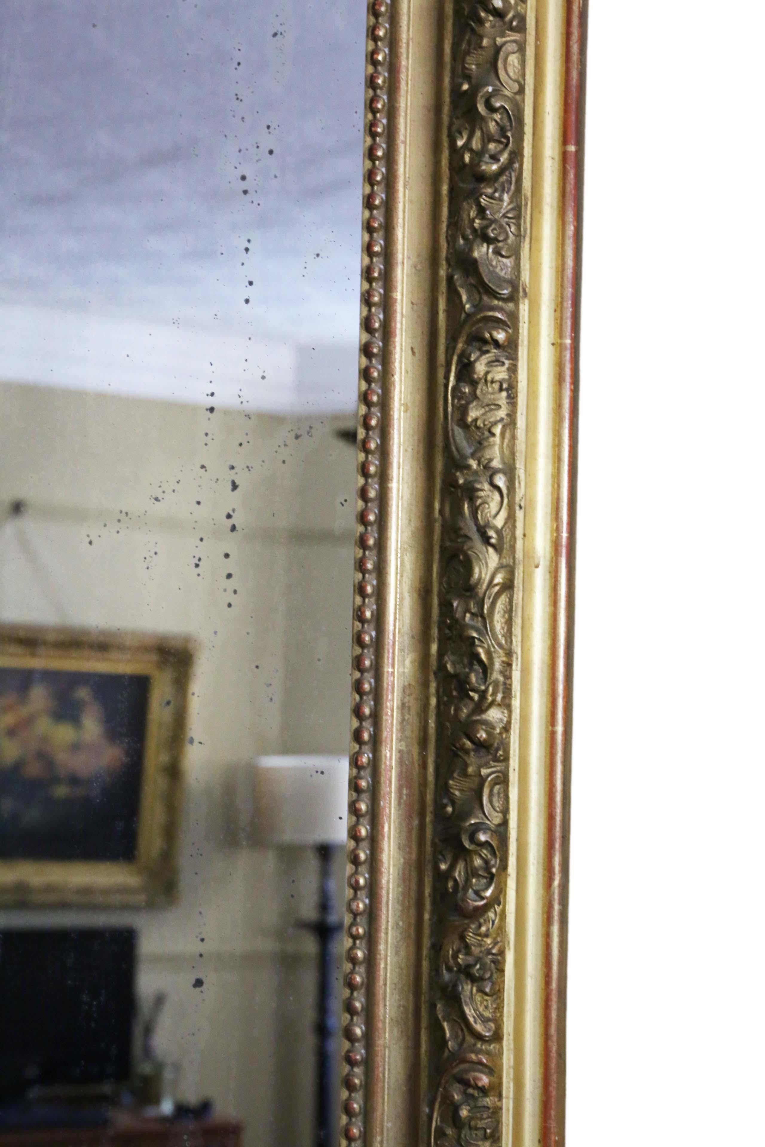 Antique Large Gilt Wall Mirror Overmantle 19th Century 3