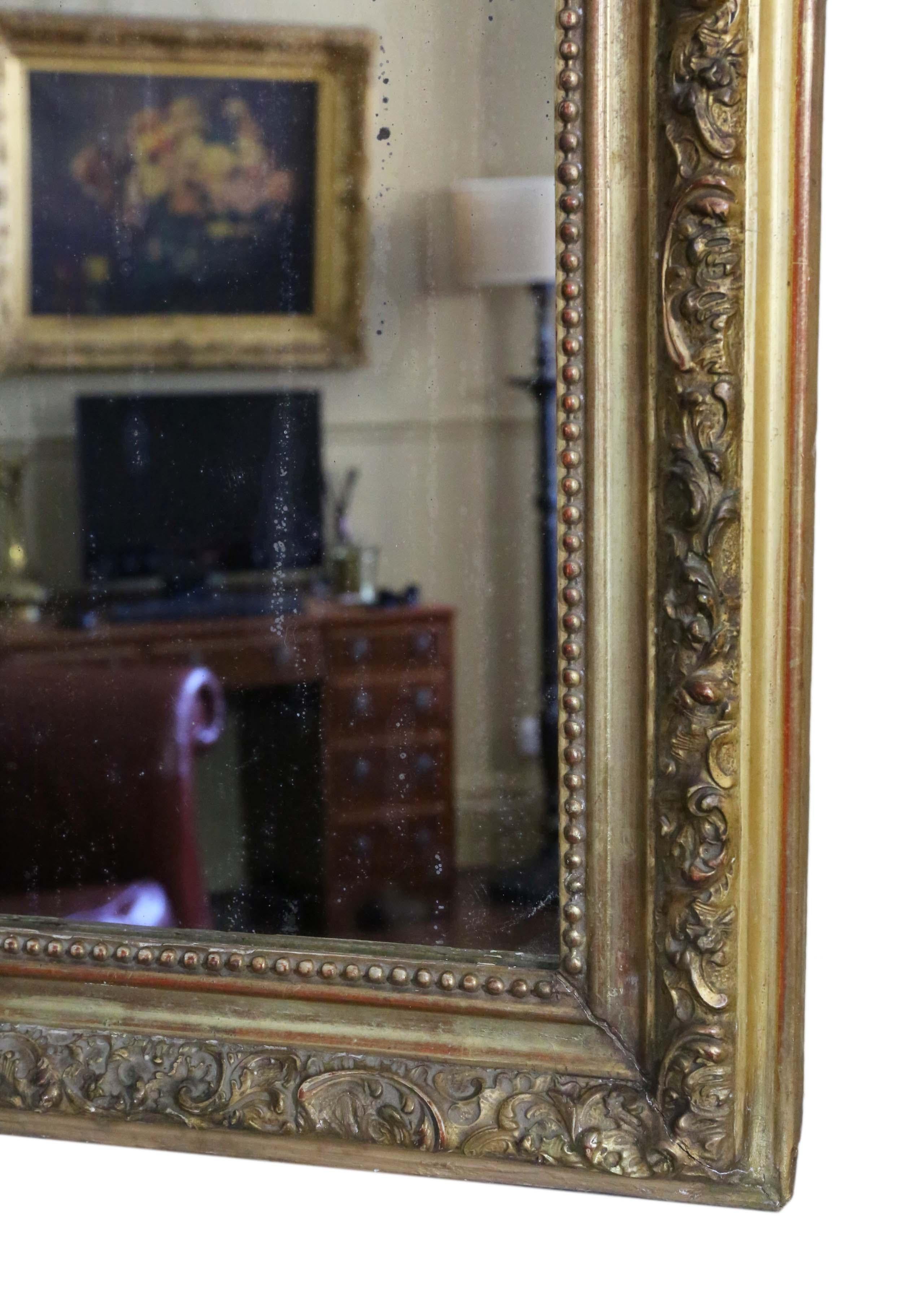 Antique Large Gilt Wall Mirror Overmantle 19th Century 4