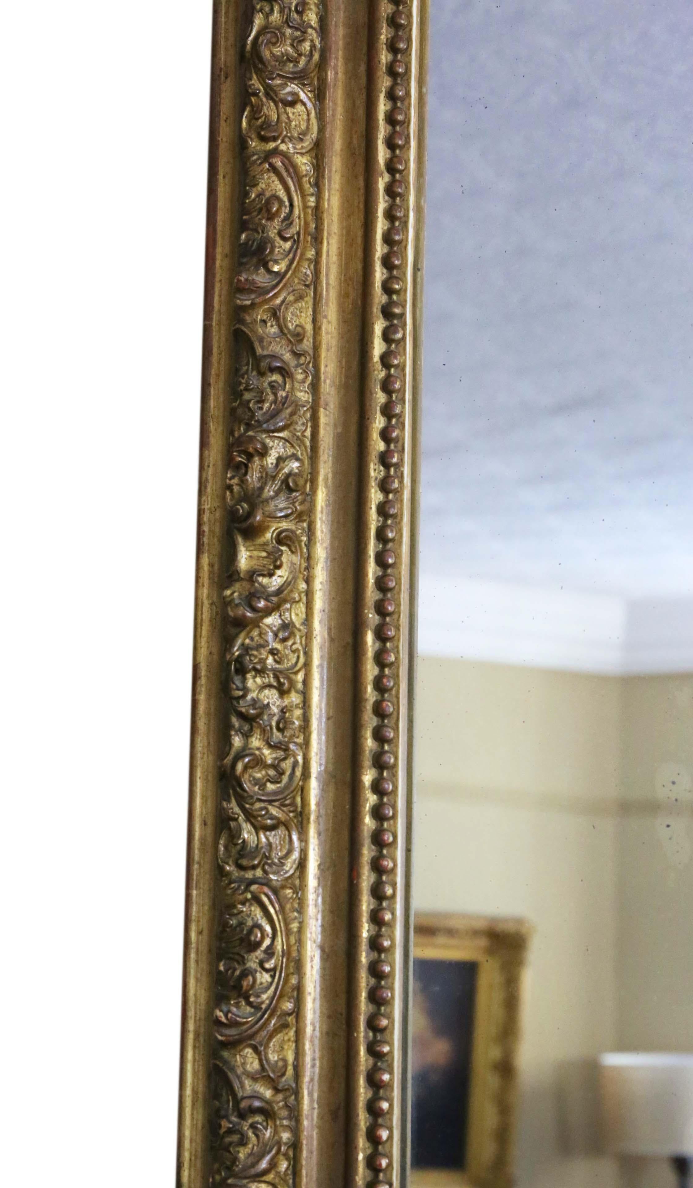 Antique Large Gilt Wall Mirror Overmantle 19th Century 5