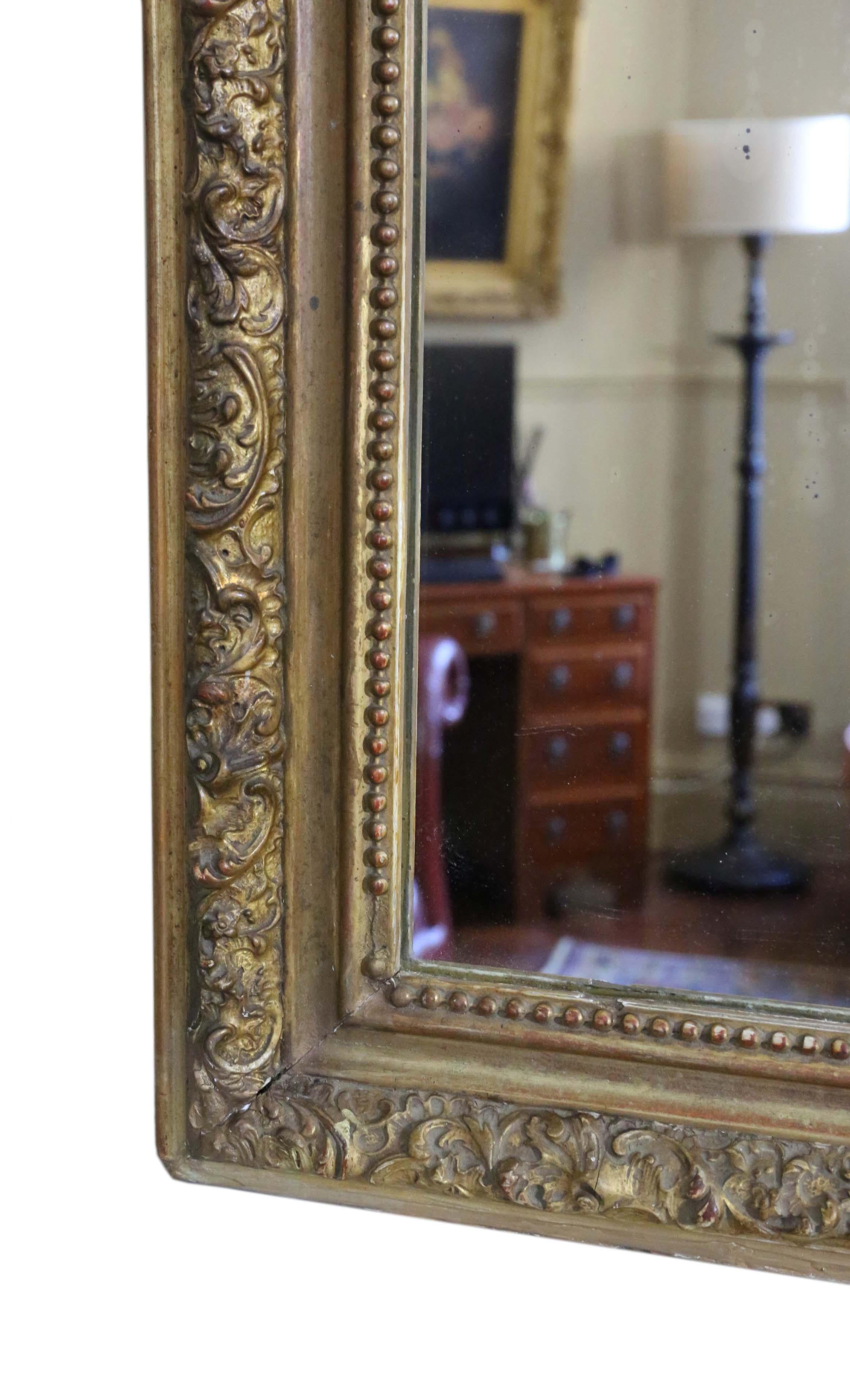 Antique Large Gilt Wall Mirror Overmantle 19th Century 6