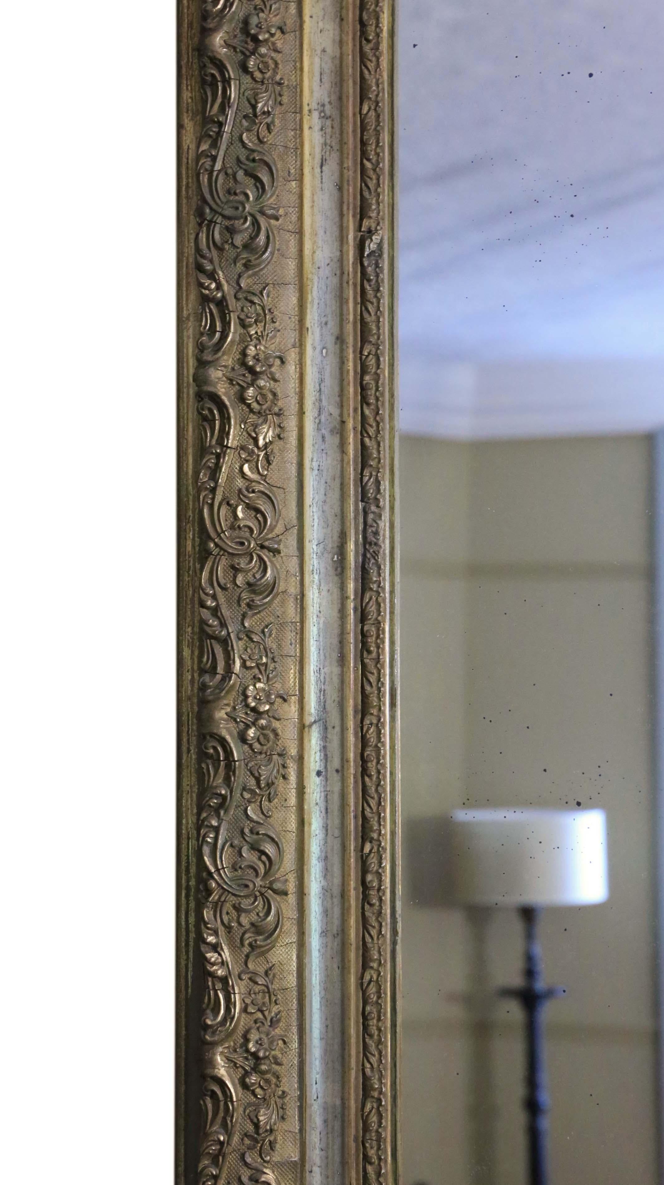 Antique Large Gilt Wall Mirror Overmantle, 19th Century For Sale 6