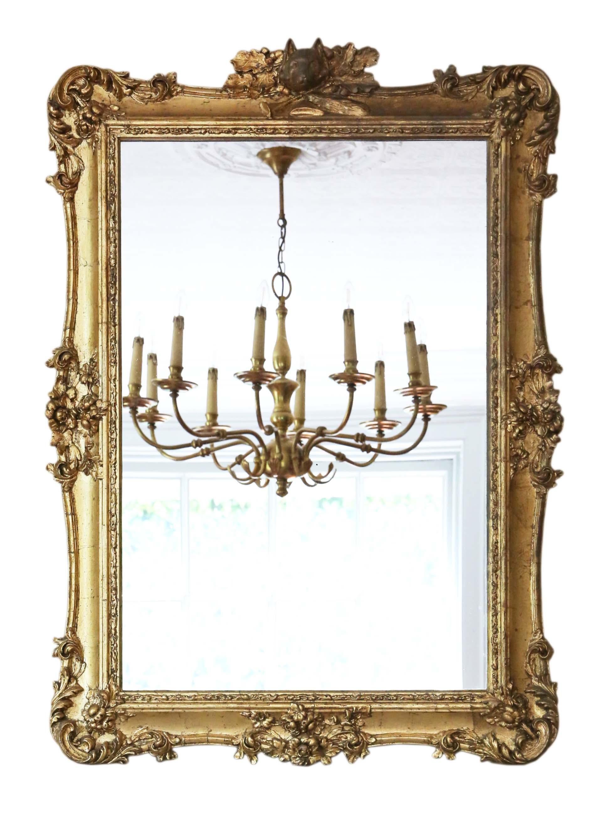 Antique Large Gilt Wall Mirror Overmantle 19th Century Fox Hunting For Sale 3