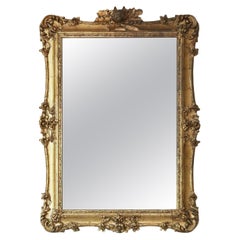 Antique Mirror Overmantle Grande specchio da parete dorato del XIX secolo Caccia alla volpe