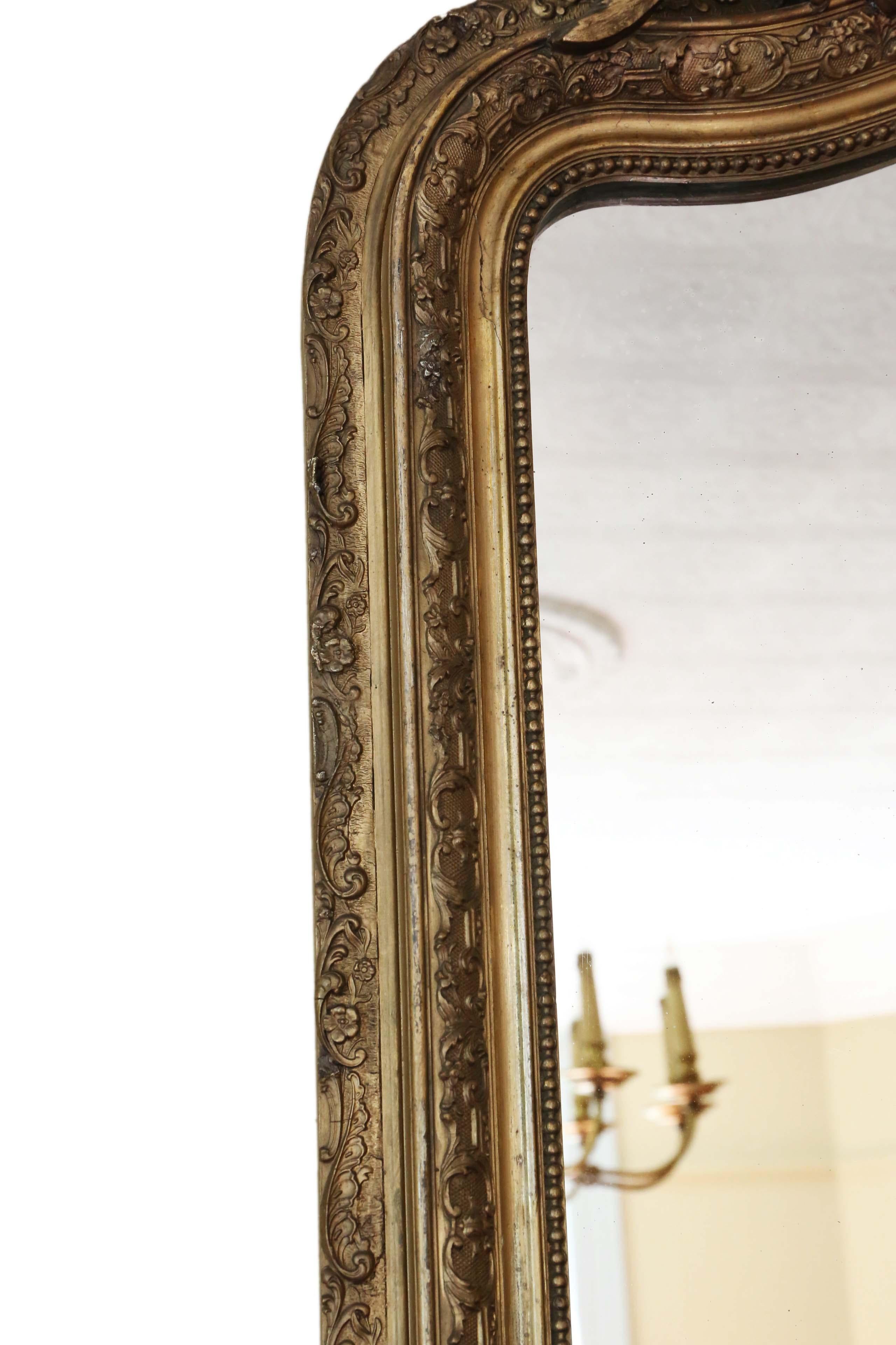 Antique Large Gilt Wall Mirror Overmantle Late 19th Century In Good Condition In Wisbech, Cambridgeshire