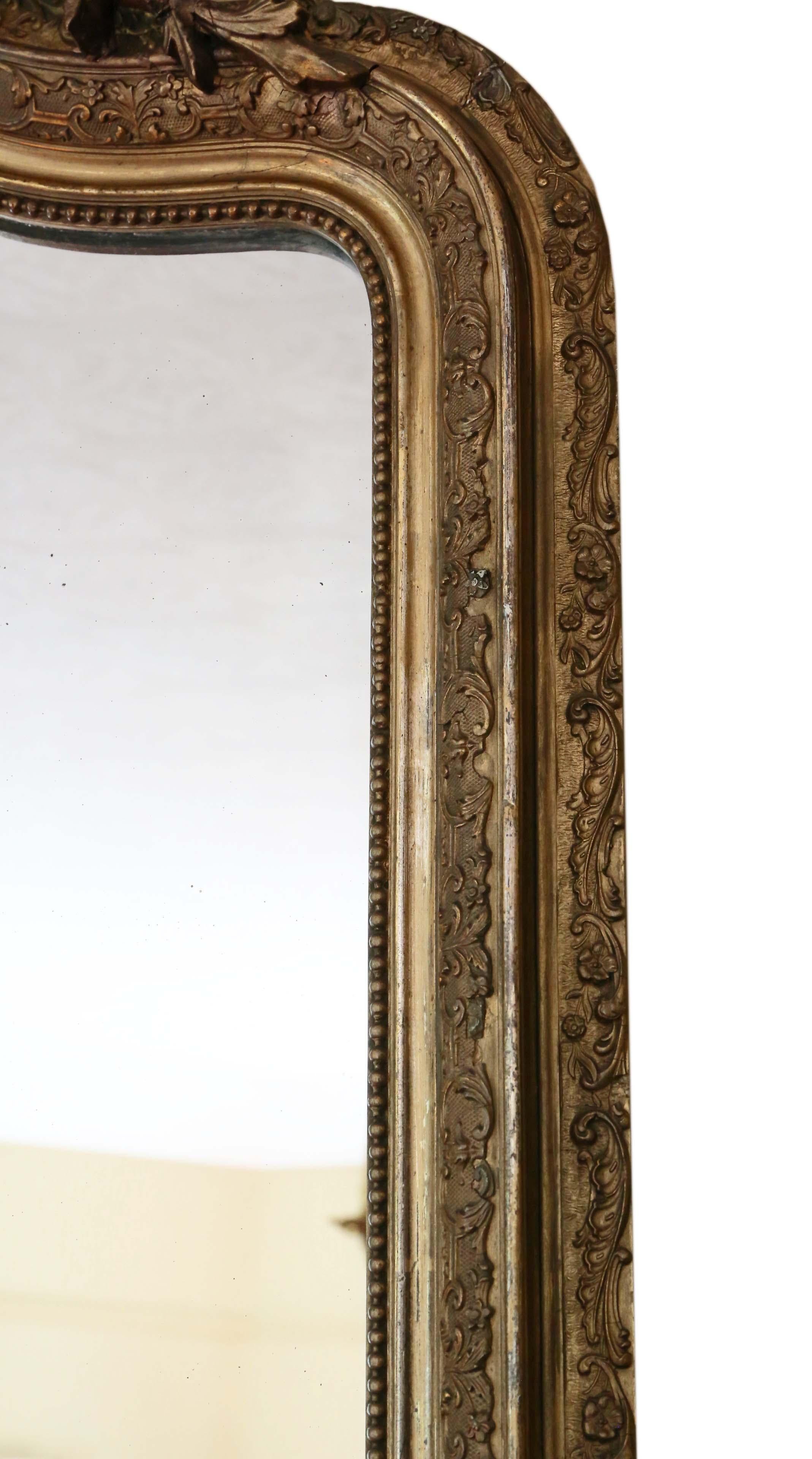 Antique Large Gilt Wall Mirror Overmantle Late 19th Century 1
