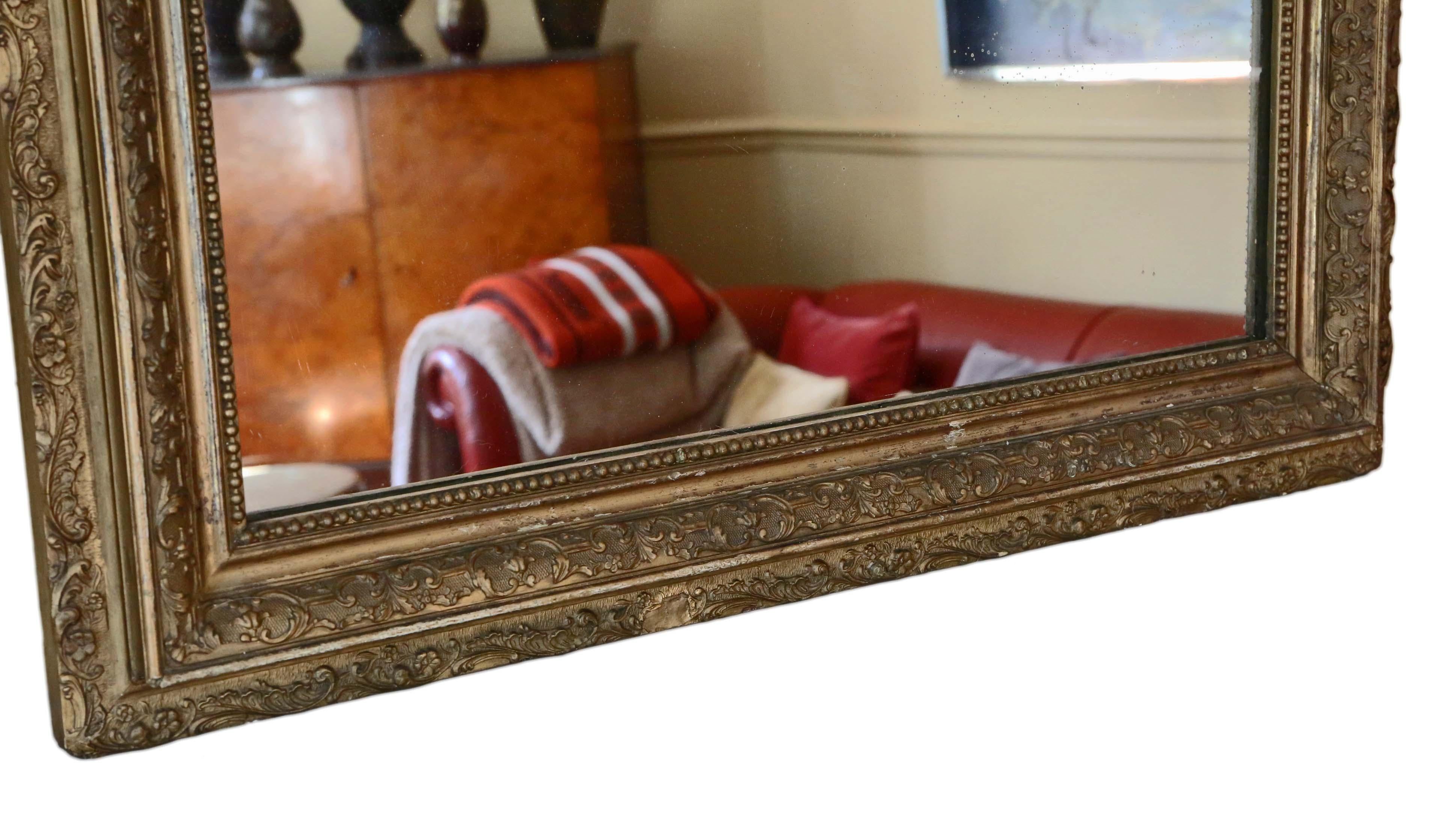 Antique Large Gilt Wall Mirror Overmantle Late 19th Century 4