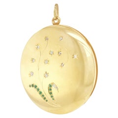 Antique Large Gold Lily of the Valley Locket