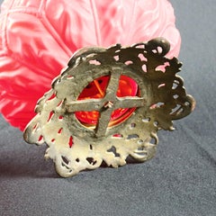 Large Gone with the Wind Blown Out Ruby Satin Glass Oil Lamp, circa 1890