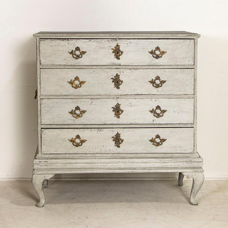 English Antique Large Gray Painted Chest of 4 Drawers from England