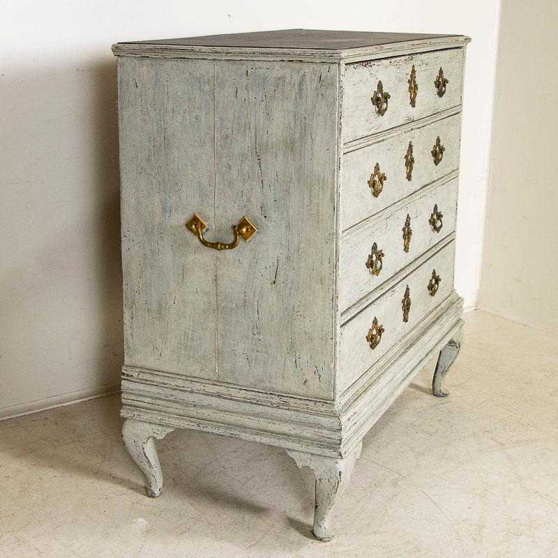 19th Century Antique Large Gray Painted Chest of 4 Drawers from England