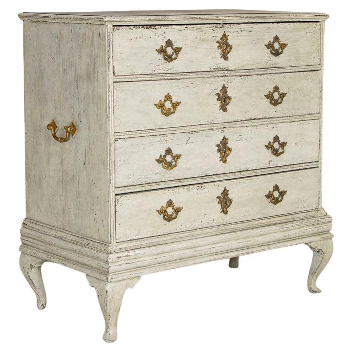 Antique Large Gray Painted Chest of 4 Drawers from England