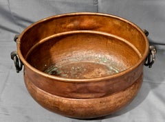 Antique Large Hammered Solid Copper with Wrought Iron Handled Bucket