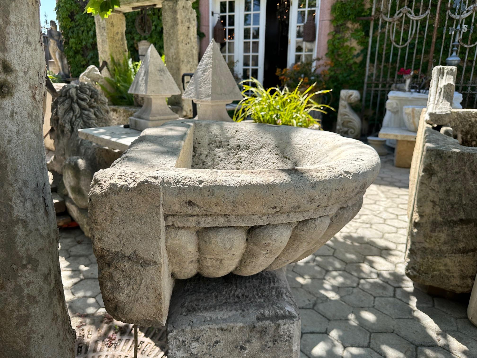 Antique Large Hand Carved Stone Sink Basin Wall Mount Fountain Bowl Farm Rustic  For Sale 5