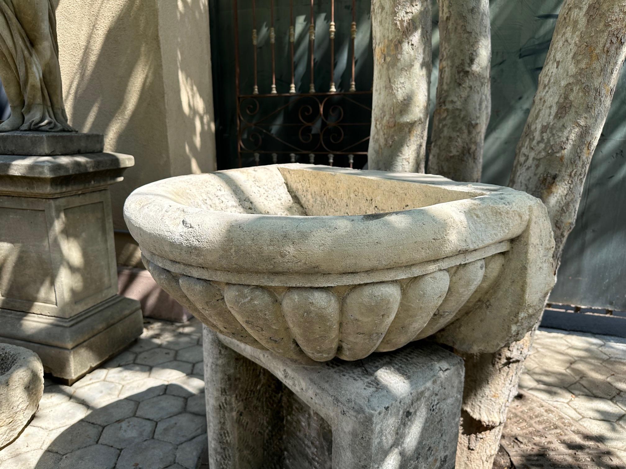 Antique Large Hand Carved Stone Sink Basin Wall Mount Fountain Bowl Farm Rustic  For Sale 9