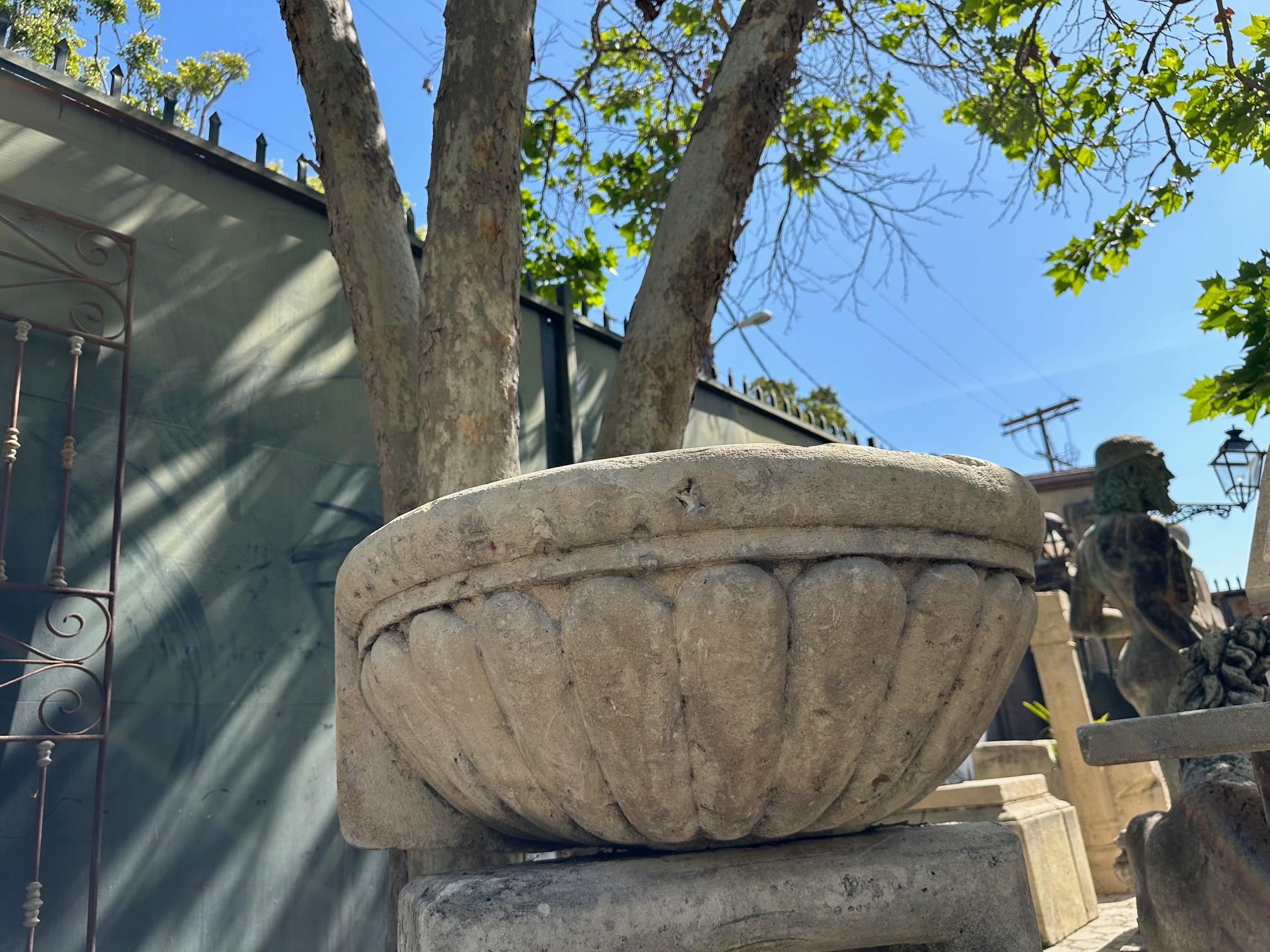 Antique Large Hand Carved Stone Sink Basin Wall Mount Fountain Bowl Farm Rustic  For Sale 11