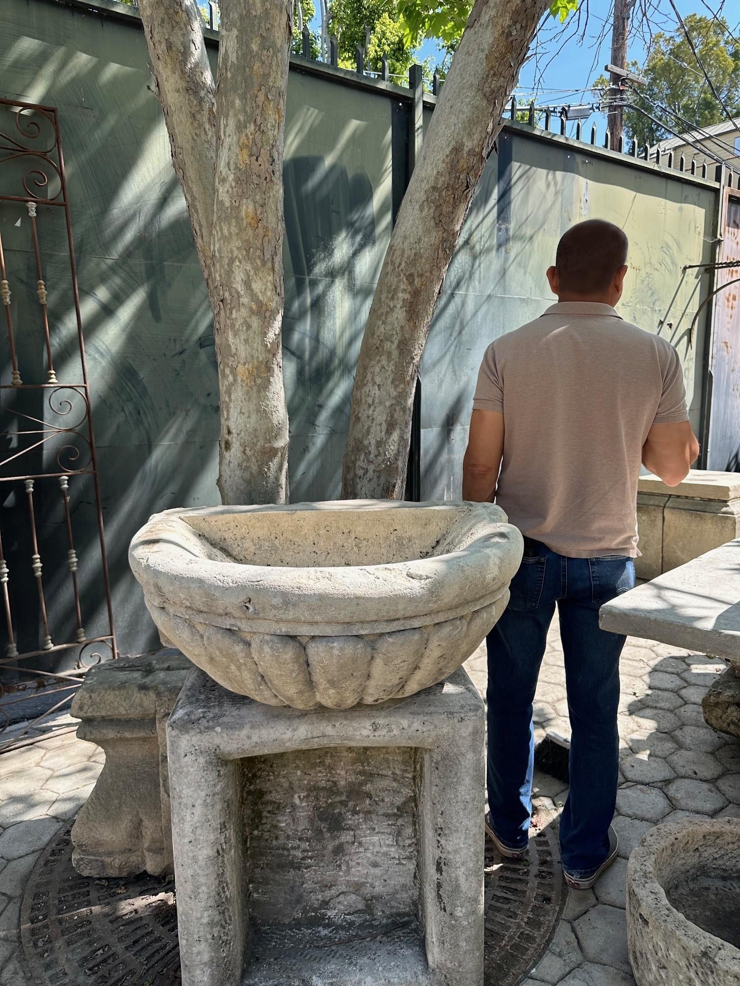 Antique Large Hand Carved Stone Sink Basin Wall Mount Fountain Bowl Farm Rustic. A Very Large 18th Century Hand Carved Stone Sink / Wall mount fountain basin . versatile sculpted architectural element for an outdoor Garden or indoor setting , See