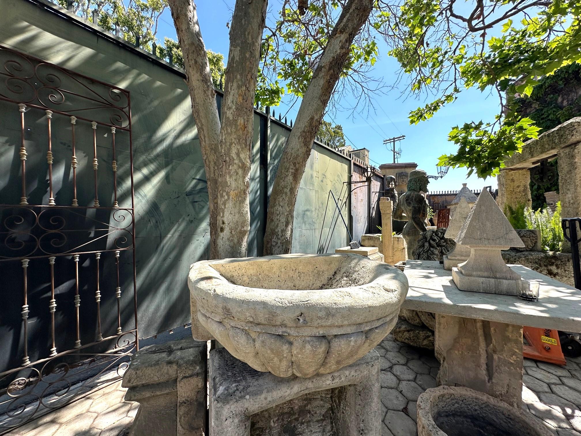 18th Century Antique Large Hand Carved Stone Sink Basin Wall Mount Fountain Bowl Farm Rustic  For Sale
