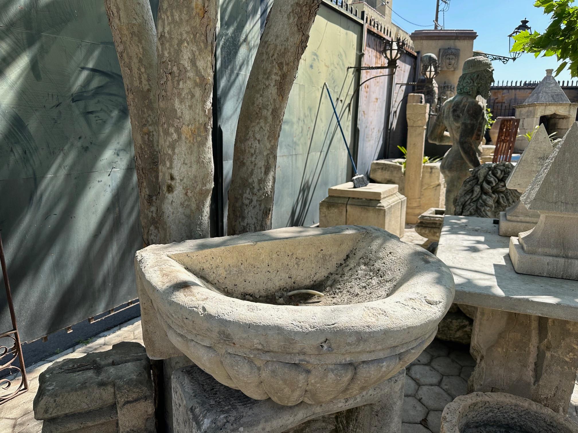 Antique Large Hand Carved Stone Sink Basin Wall Mount Fountain Bowl Farm Rustic  For Sale 3