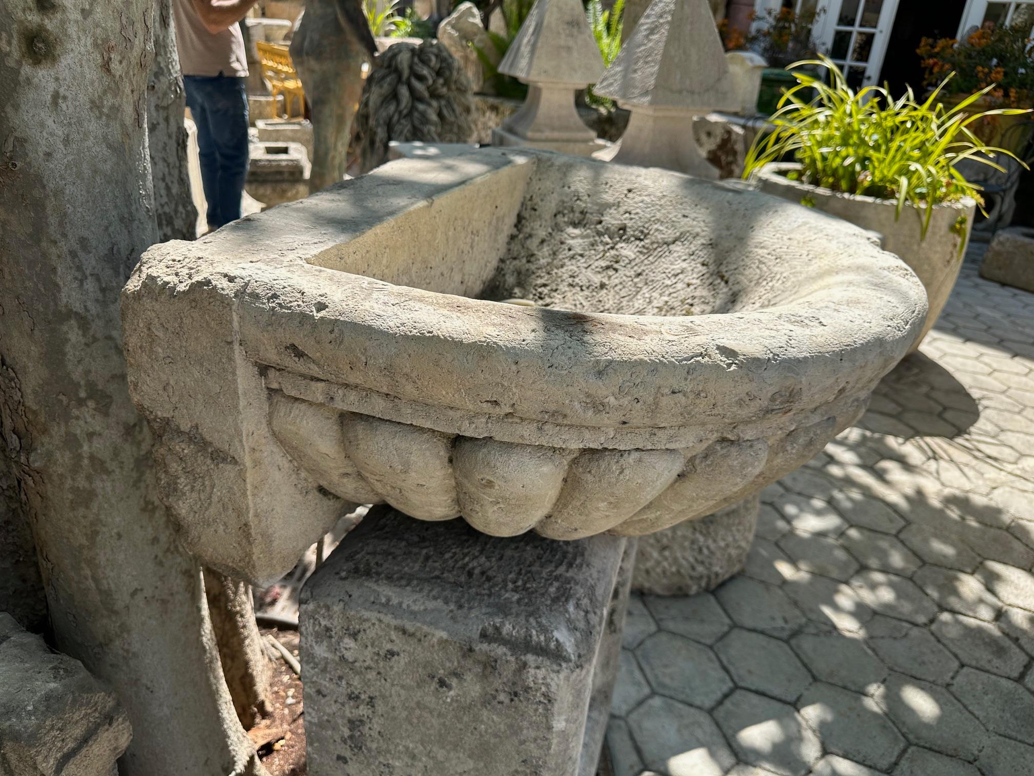 Antique Large Hand Carved Stone Sink Basin Wall Mount Fountain Bowl Farm Rustic  For Sale 4