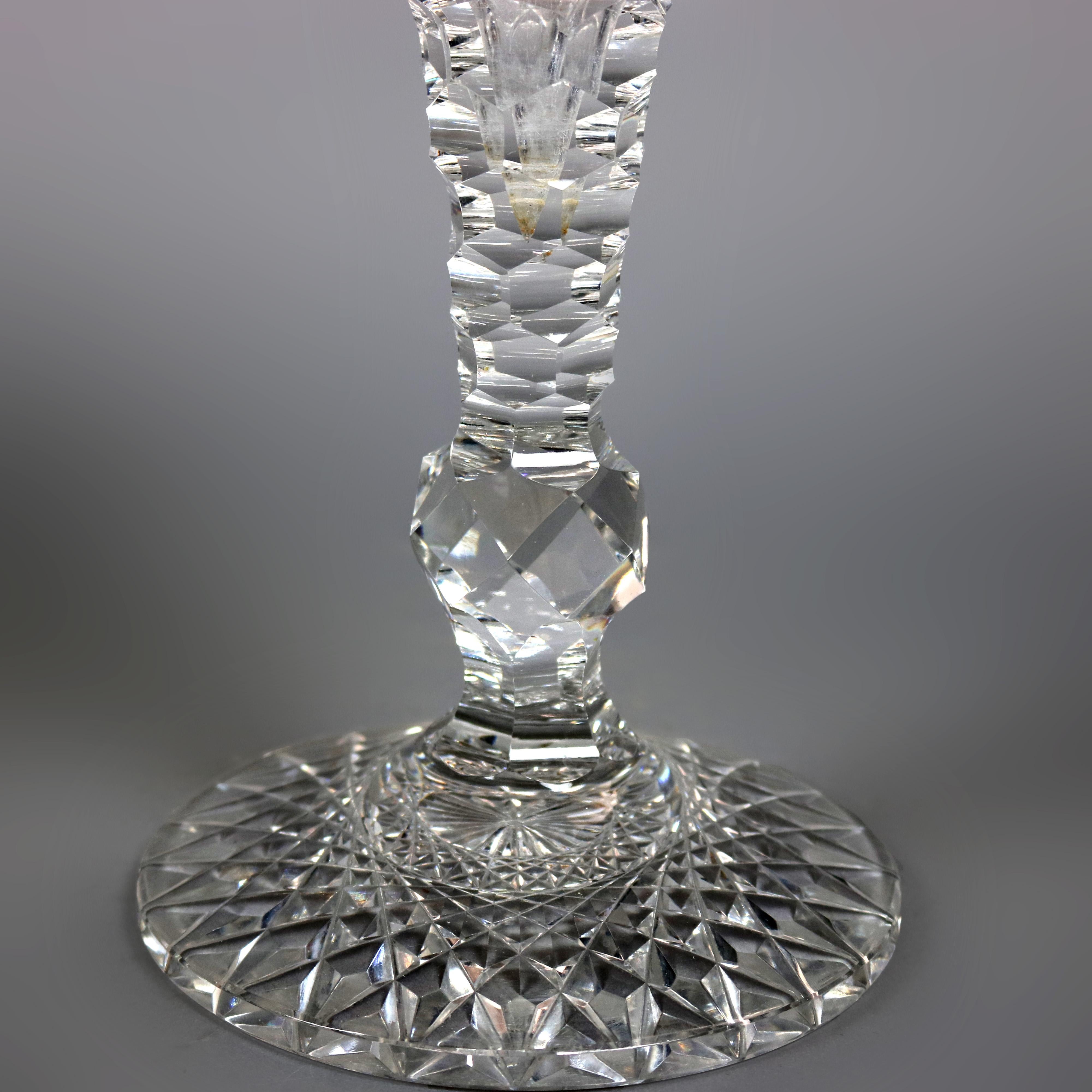 Crystal Antique Large Hawkes Cut Glass Footed Trumpet Vase, circa 1900