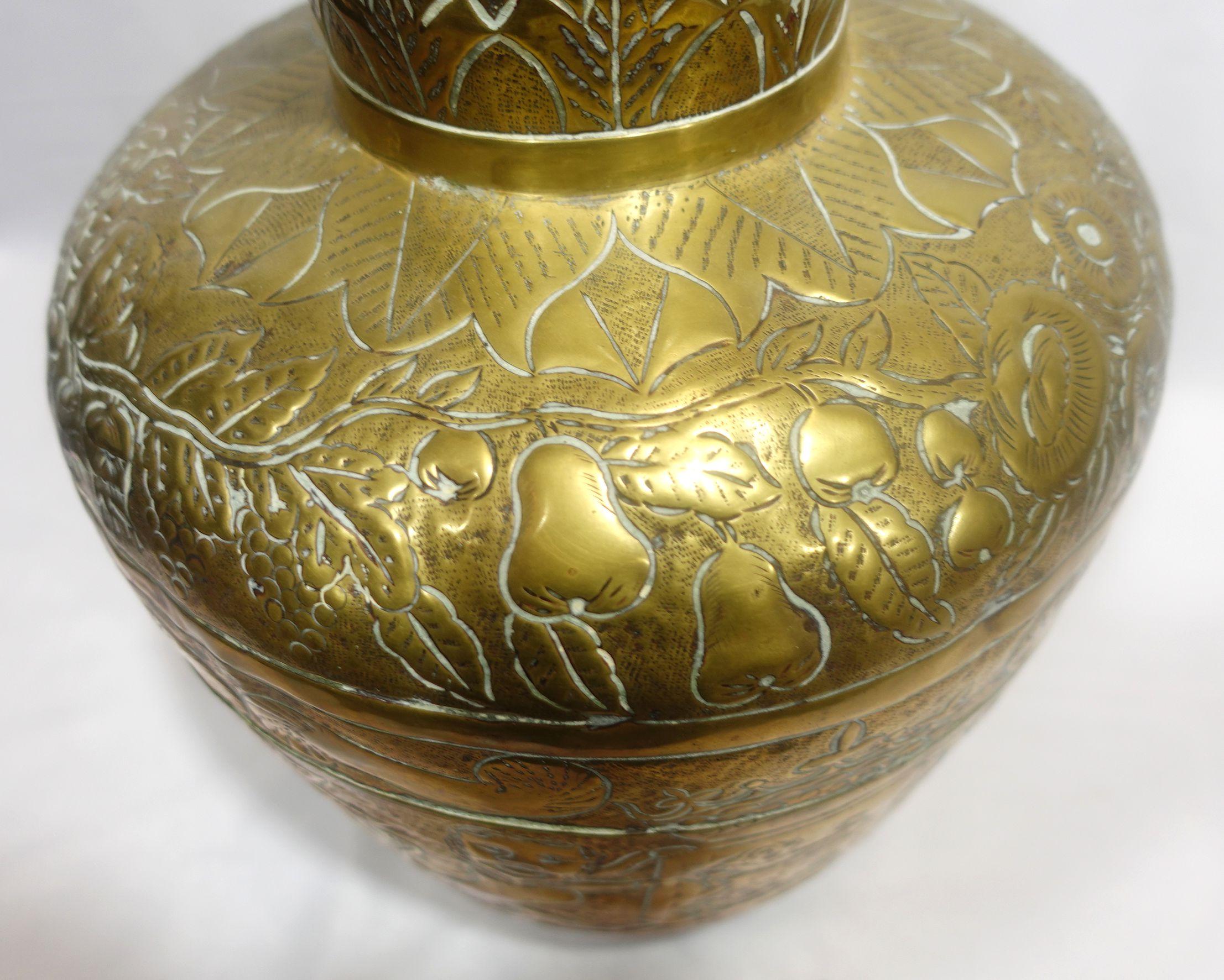 Antique Large Heavily Embossed French Brass Jar w/Cover 18th Century (10-BJ) For Sale 9