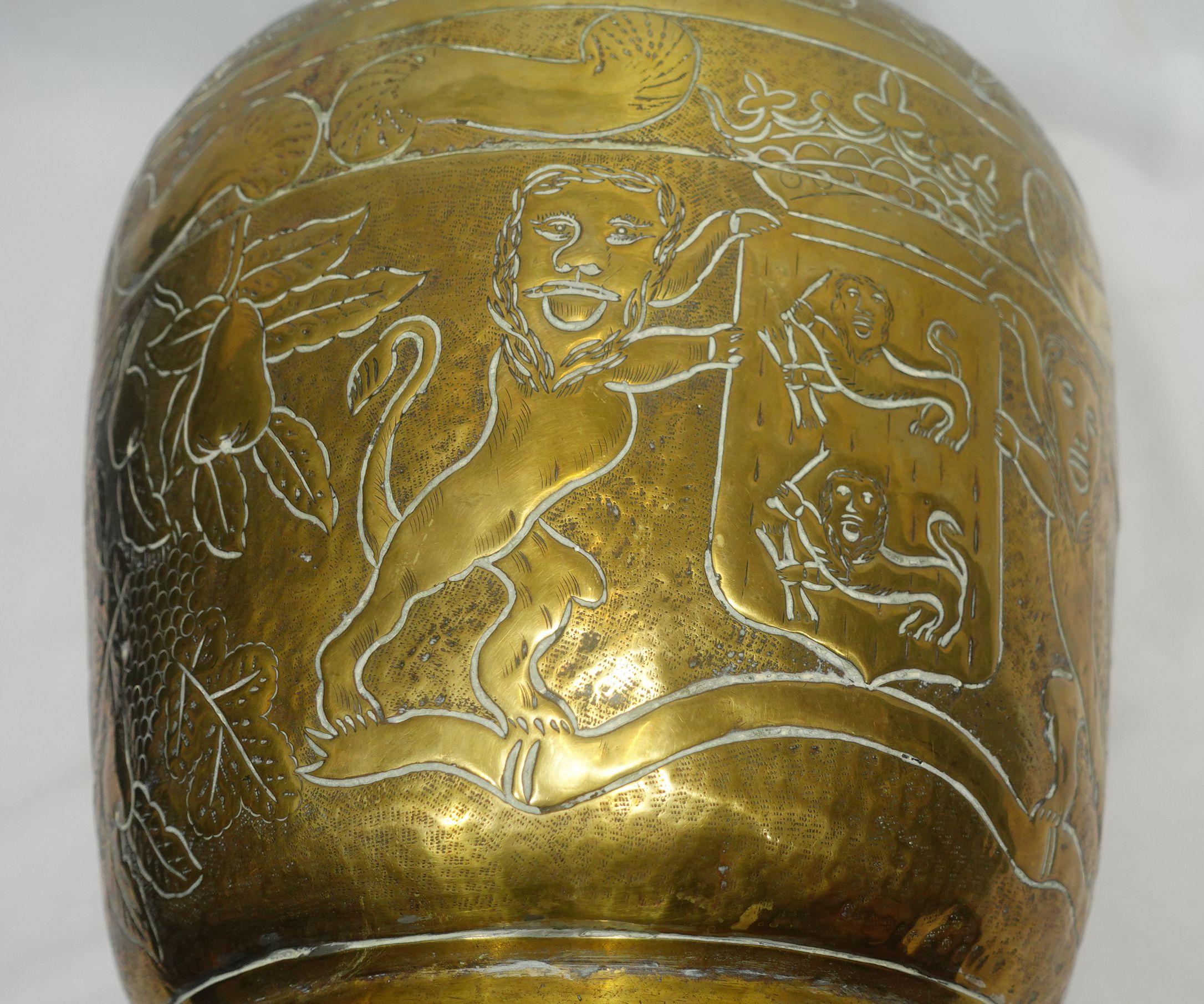Antique Large Heavily Embossed French Brass Jar w/Cover 18th Century (10-BJ) For Sale 10