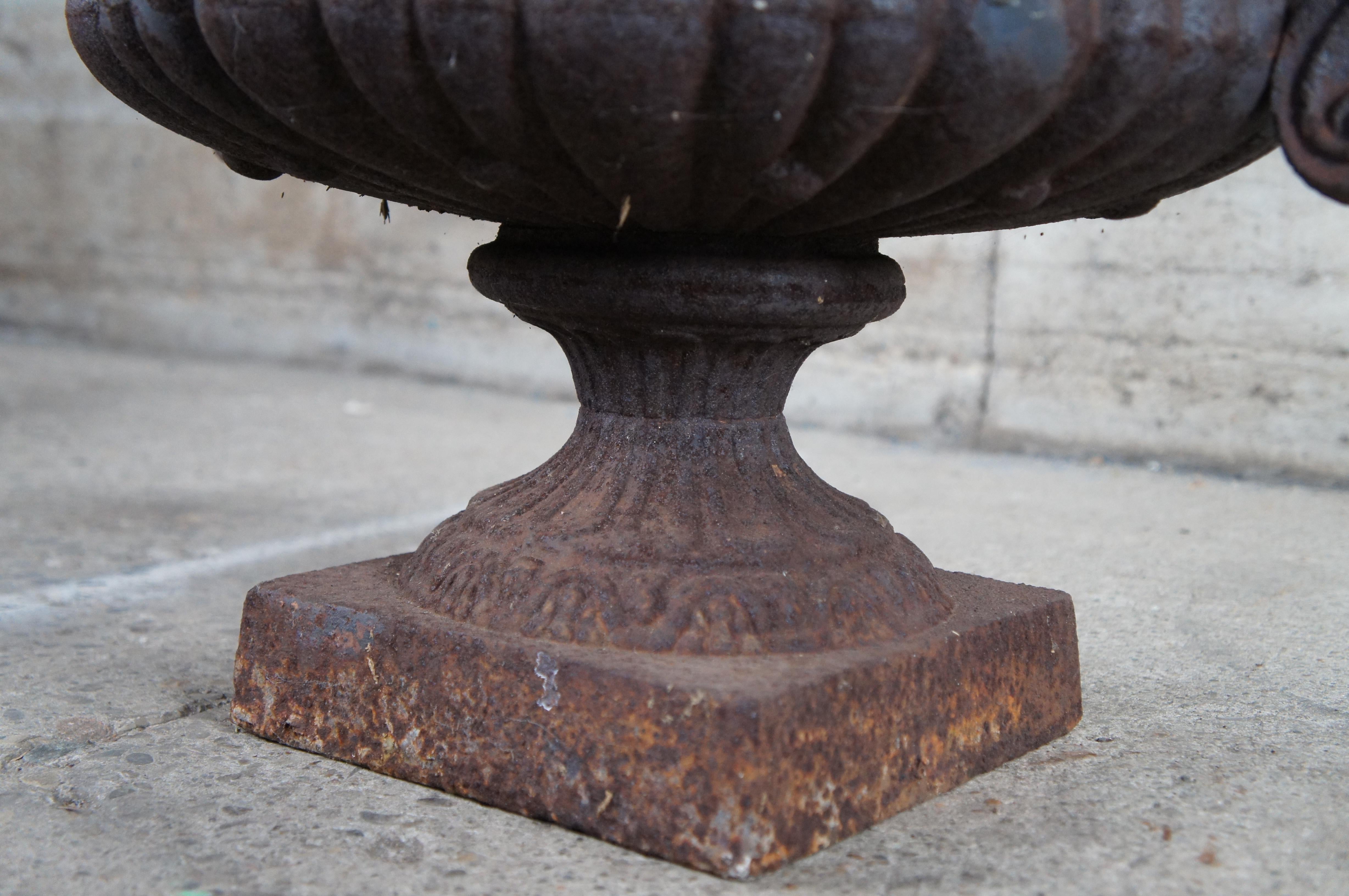 Antique Large Heavy Cast Iron Flower Urn Garden Planter Trophy Vase 35