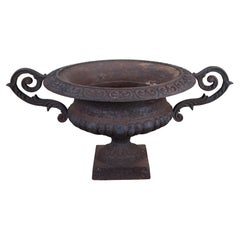 Antiguo Jarrón Trofeo Urna de Flores de Hierro Fundido Grande y Pesado 35"