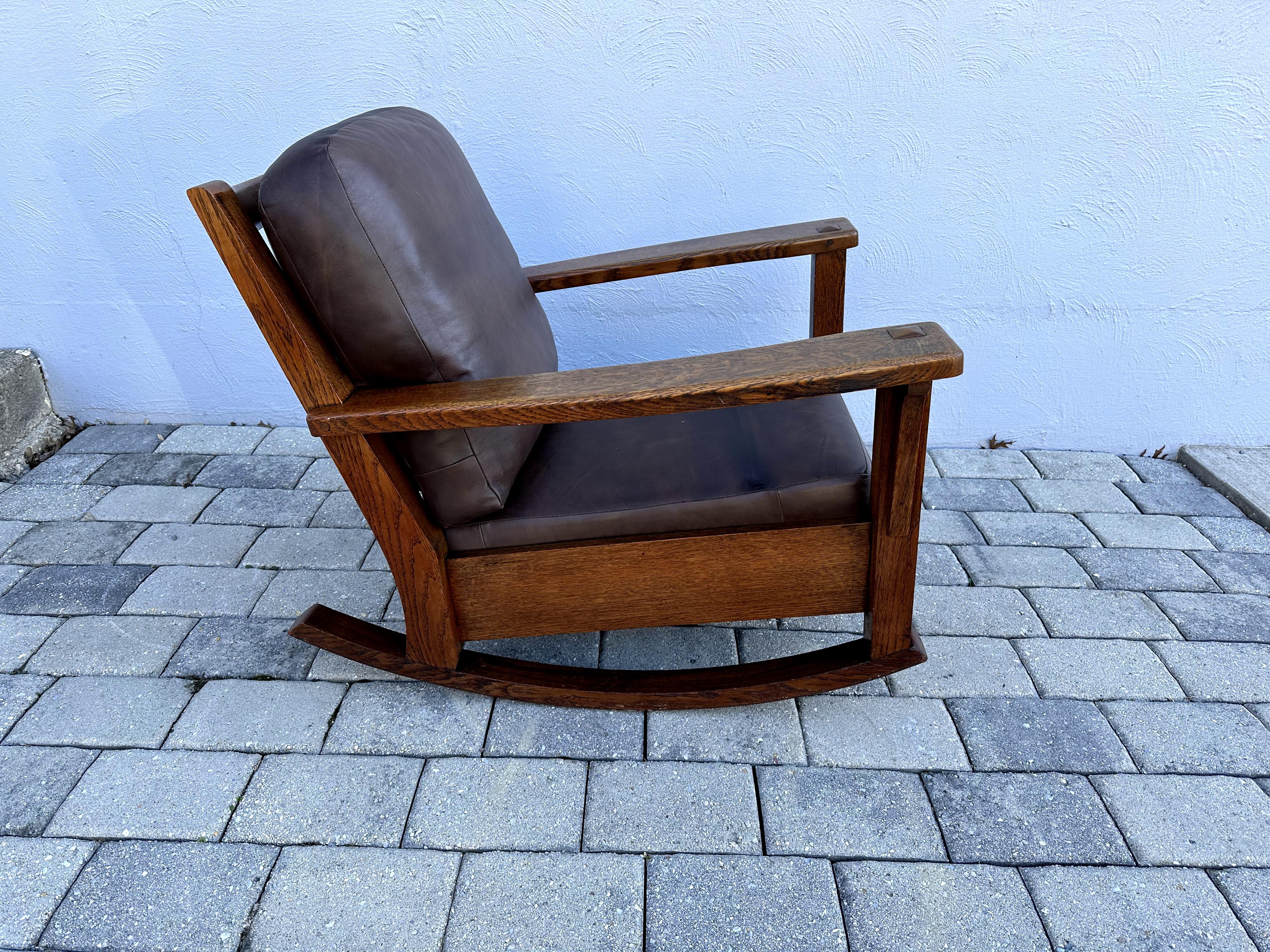 American Antique Large Heavy Duty massive Charles Limbert Arm Rocker  stickley era  W7477