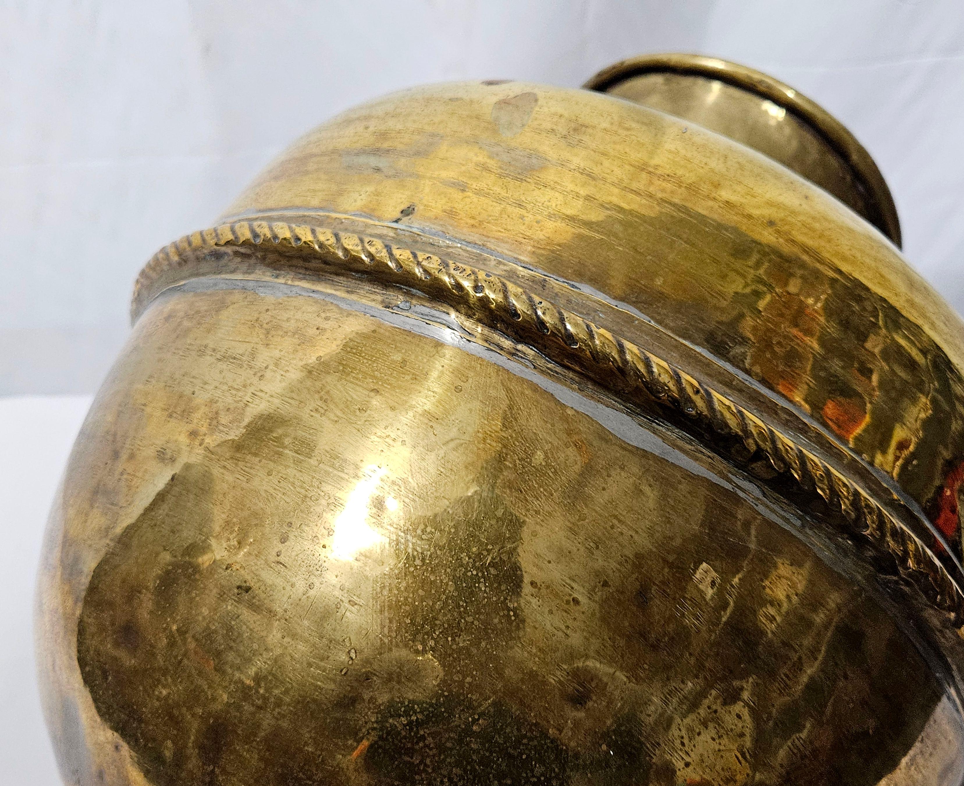 Antique Large Heavy with Handle  Brass Jar  19th Century For Sale 5