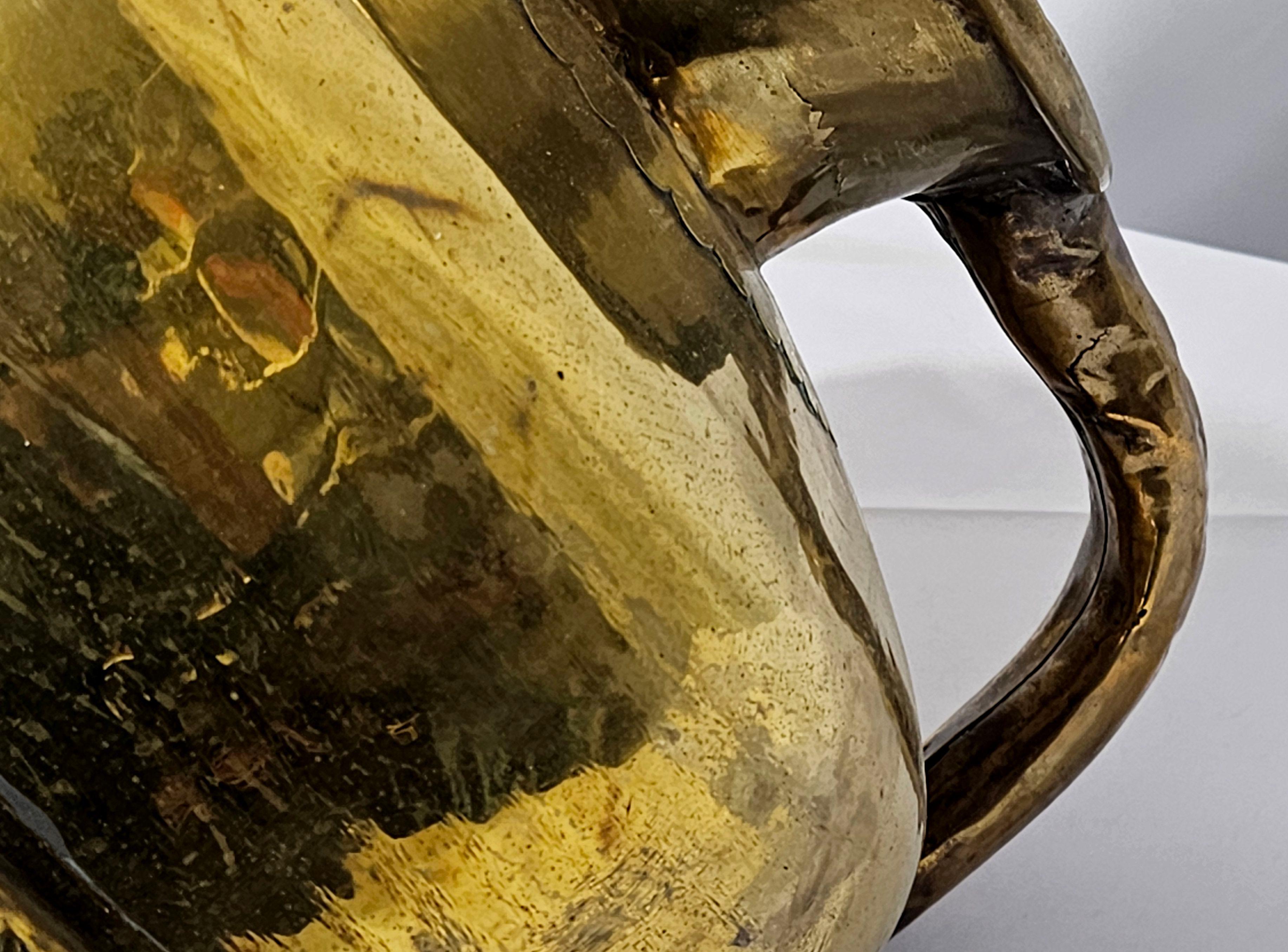Antique Large Heavy with Handle  Brass Jar  19th Century For Sale 2