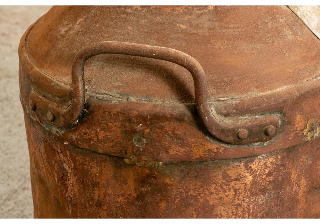 Brass Antique Large Industrial Era Lidded Copper Jug For Sale
