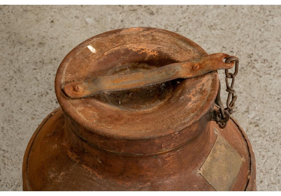 Antique Large Industrial Era Lidded Copper Jug For Sale 1