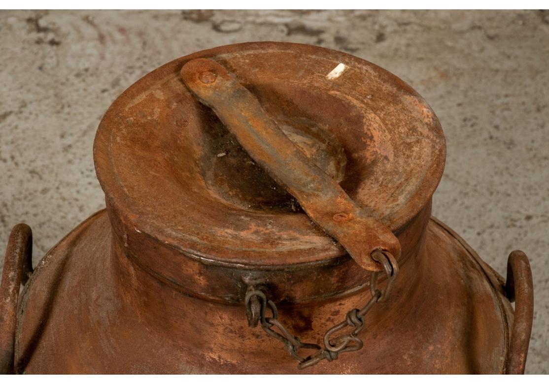Antique Large Industrial Era Lidded Copper Jug For Sale 2