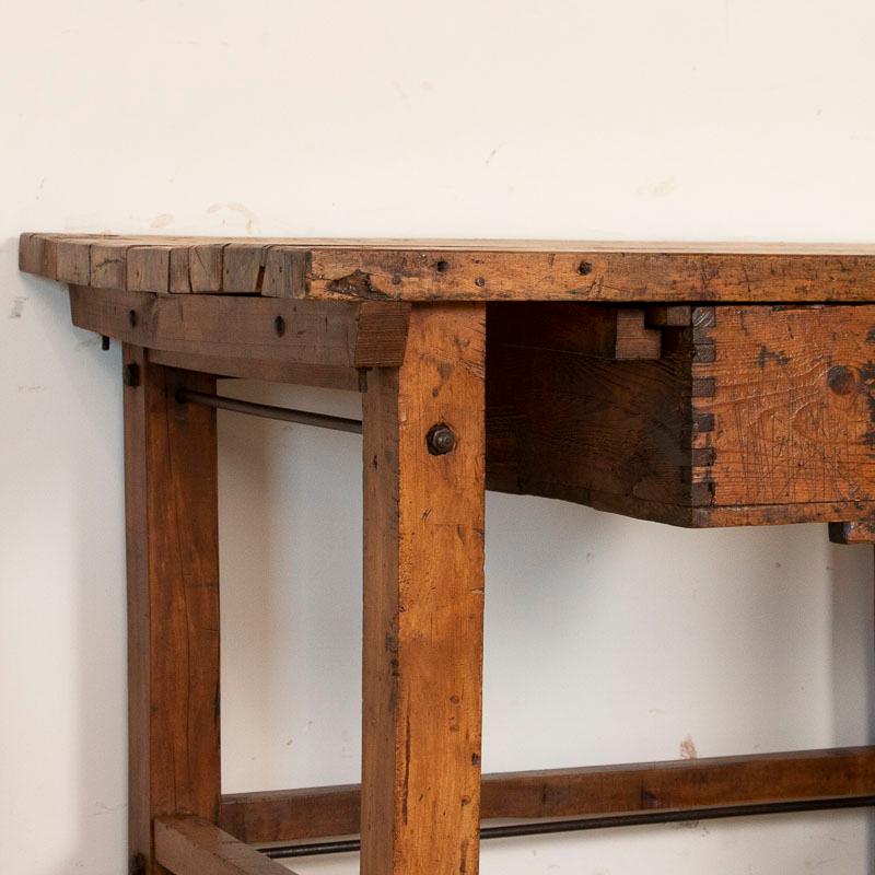 19th Century Antique Large Industrial Work Table Butchers Table with Two Deep Drawers