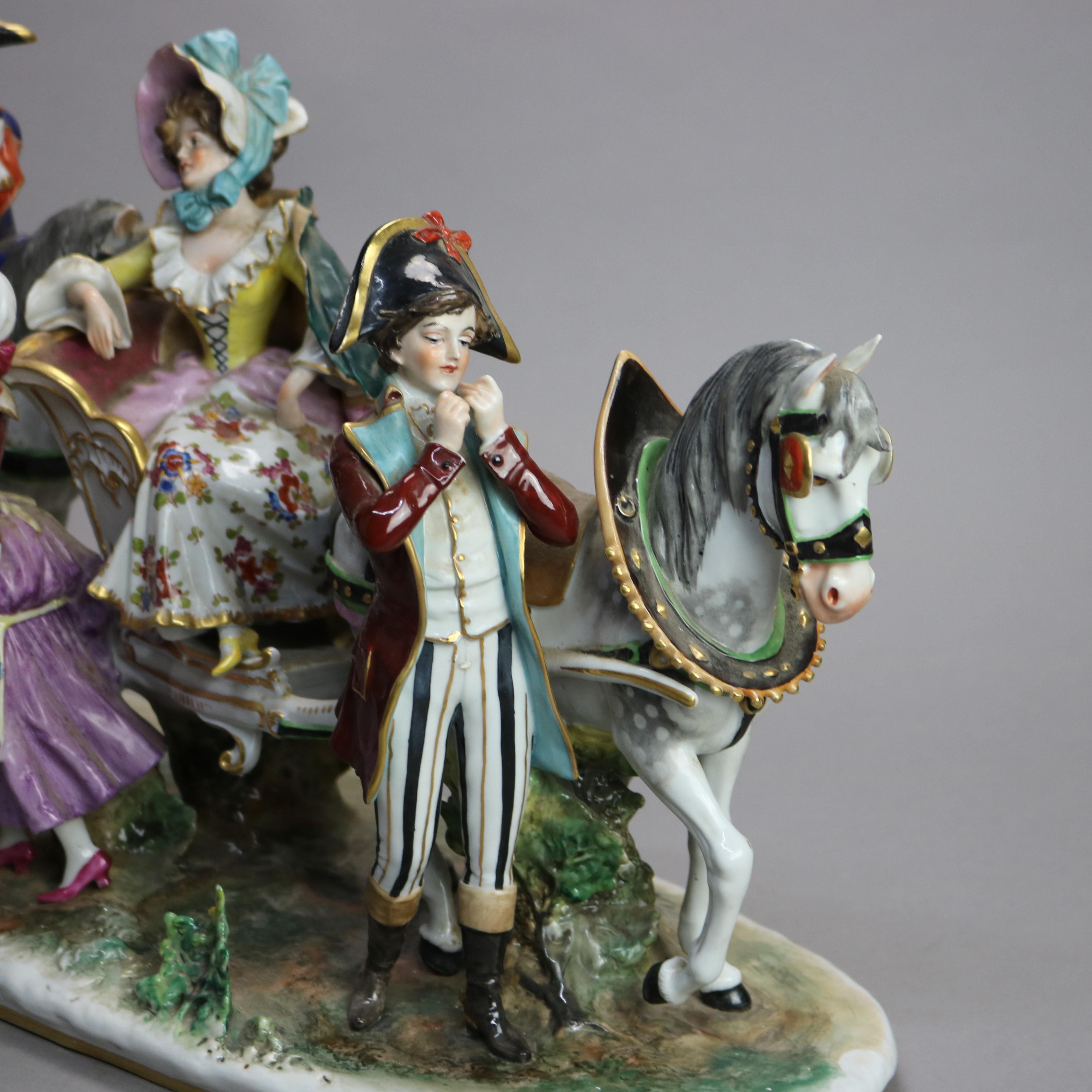 Antique & Large Italian Capodimonte Porcelain Figural Courting Scene, 19th C 5