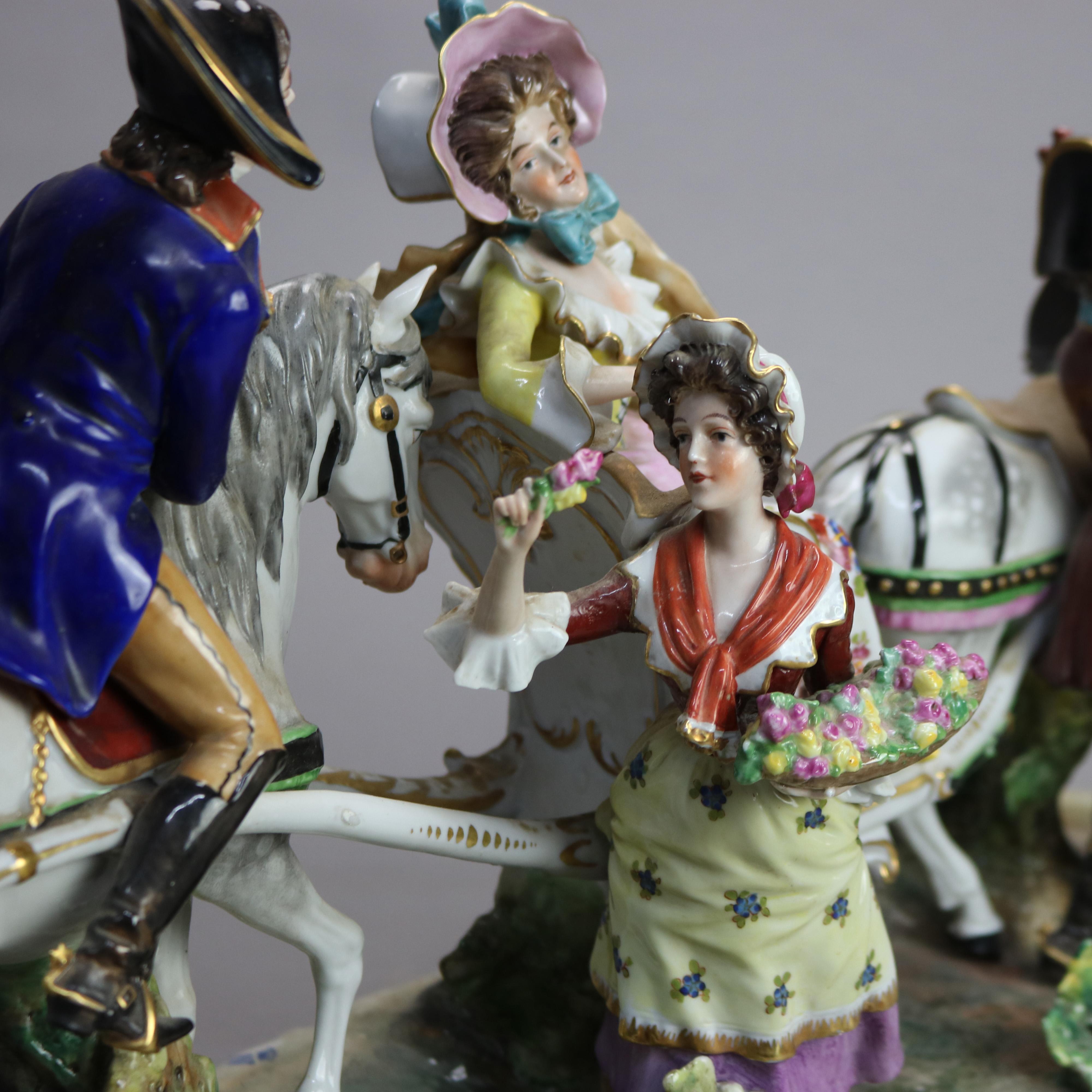 Antique & Large Italian Capodimonte Porcelain Figural Courting Scene, 19th C 6
