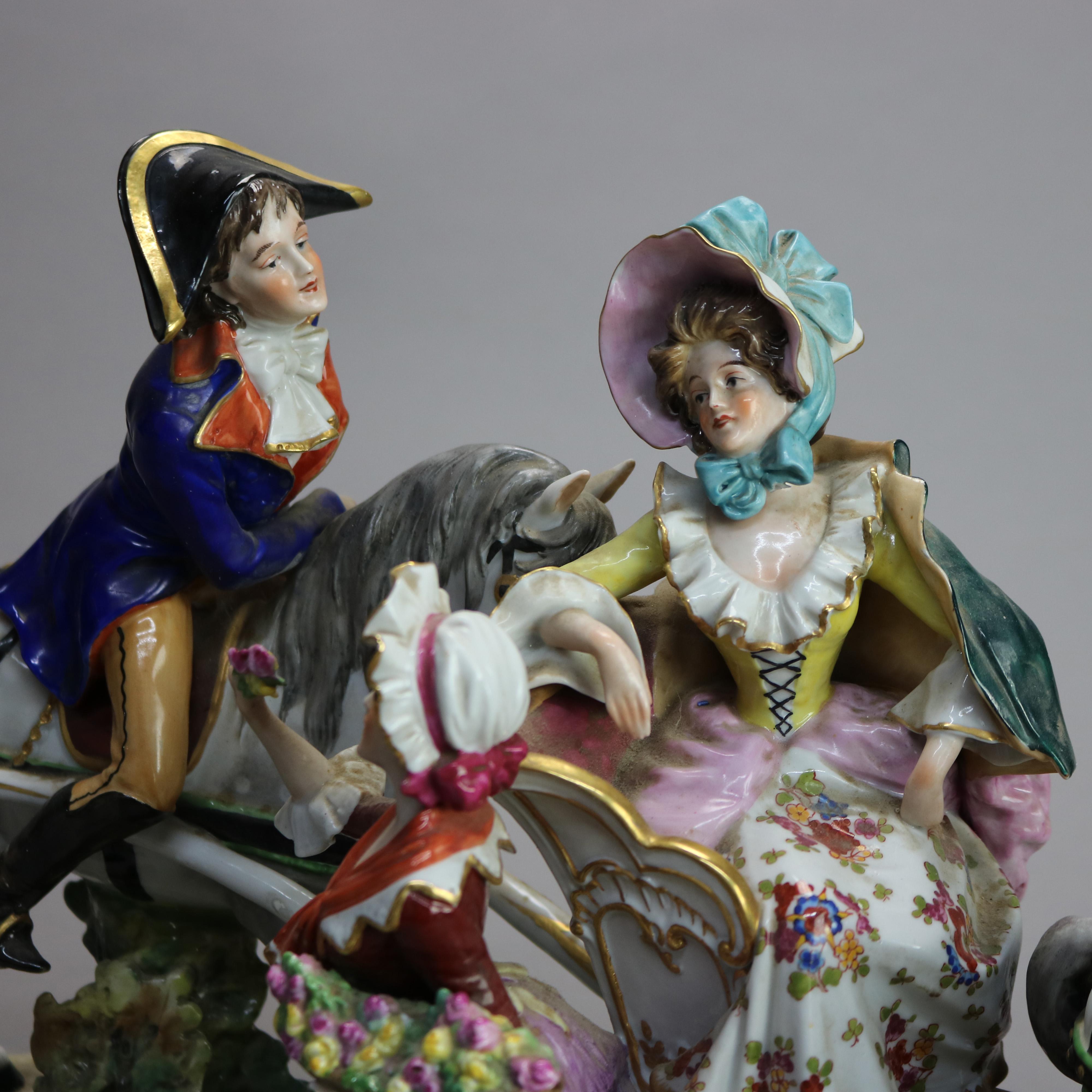 Antique & Large Italian Capodimonte Porcelain Figural Courting Scene, 19th C 7