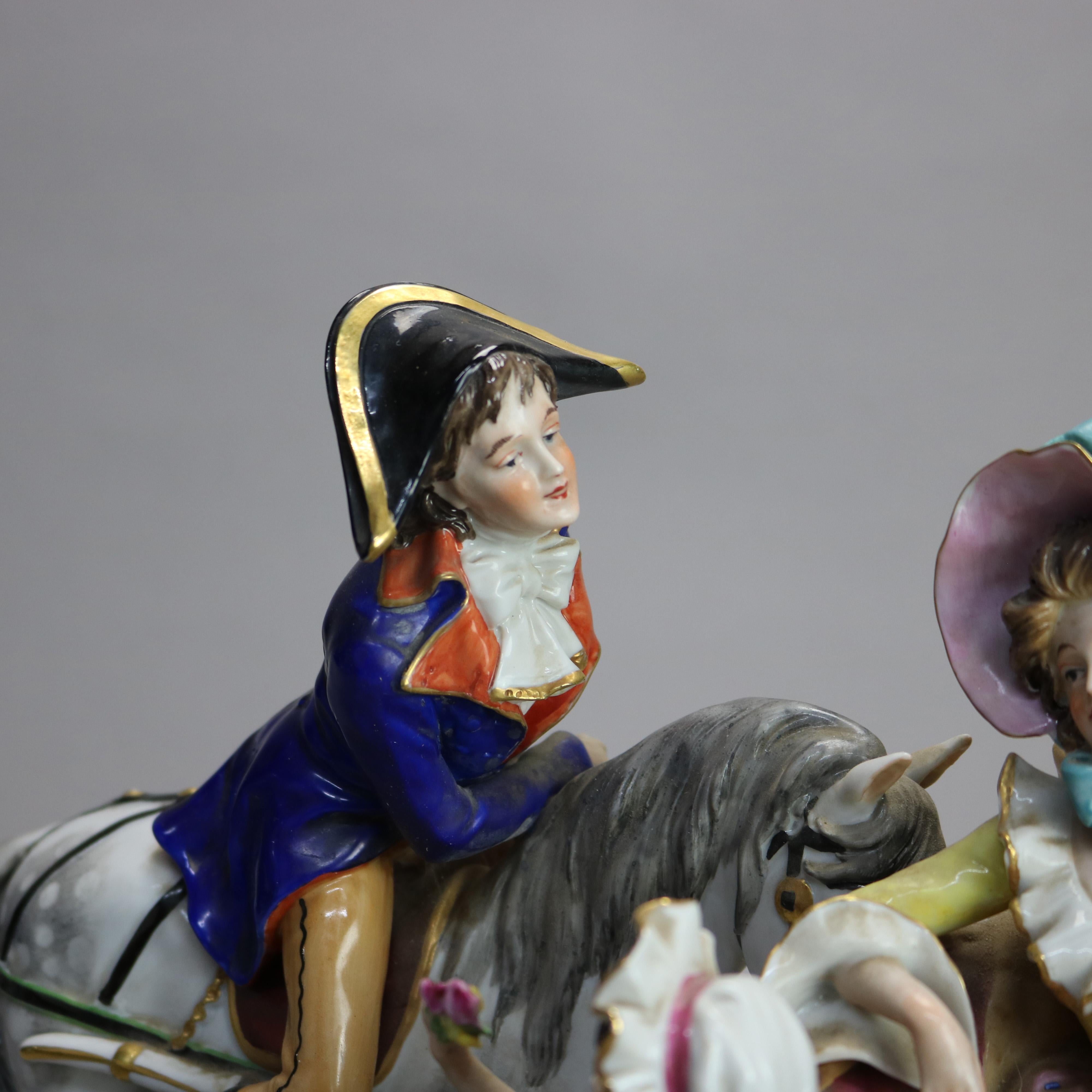 Antique & Large Italian Capodimonte Porcelain Figural Courting Scene, 19th C 8