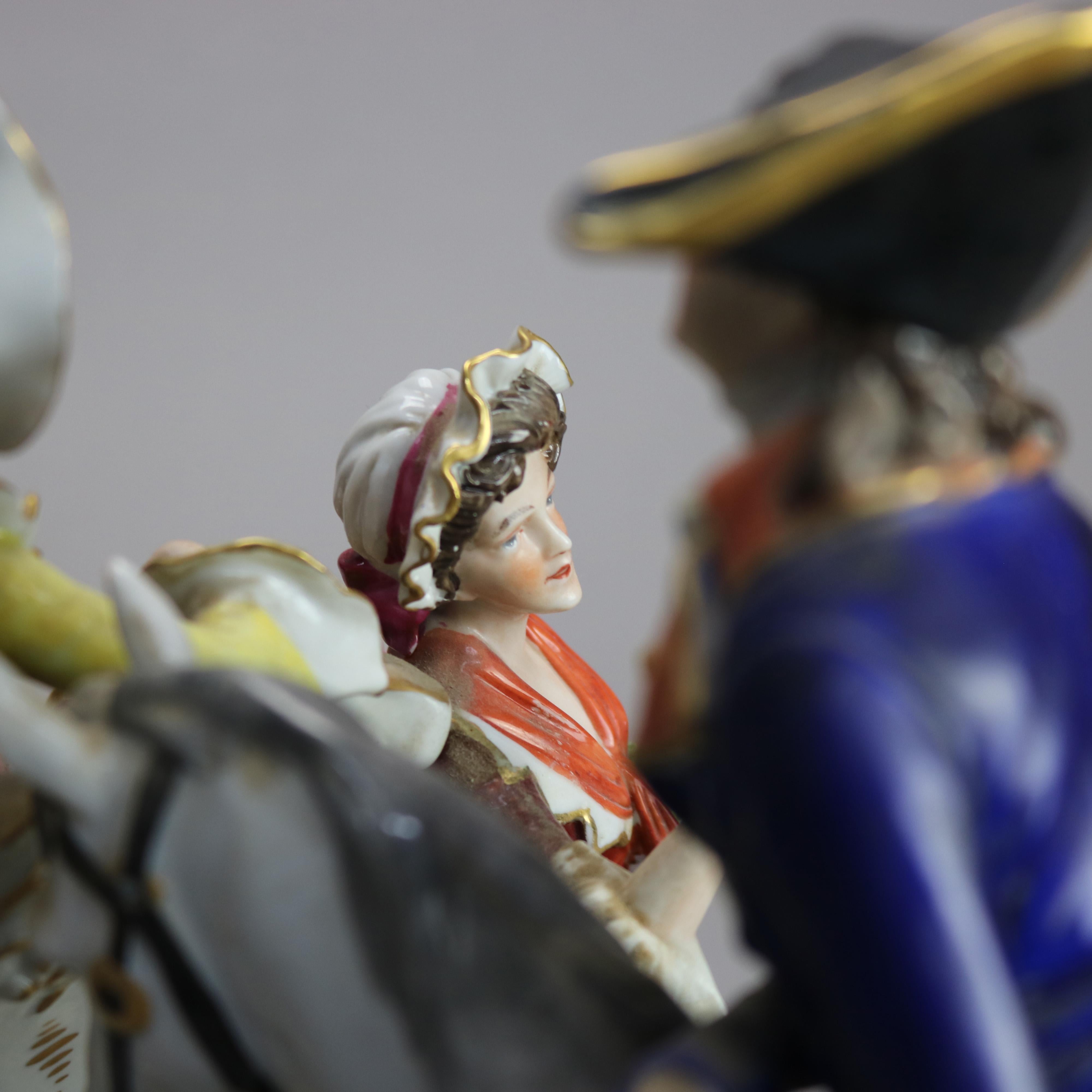 Antique & Large Italian Capodimonte Porcelain Figural Courting Scene, 19th C 9