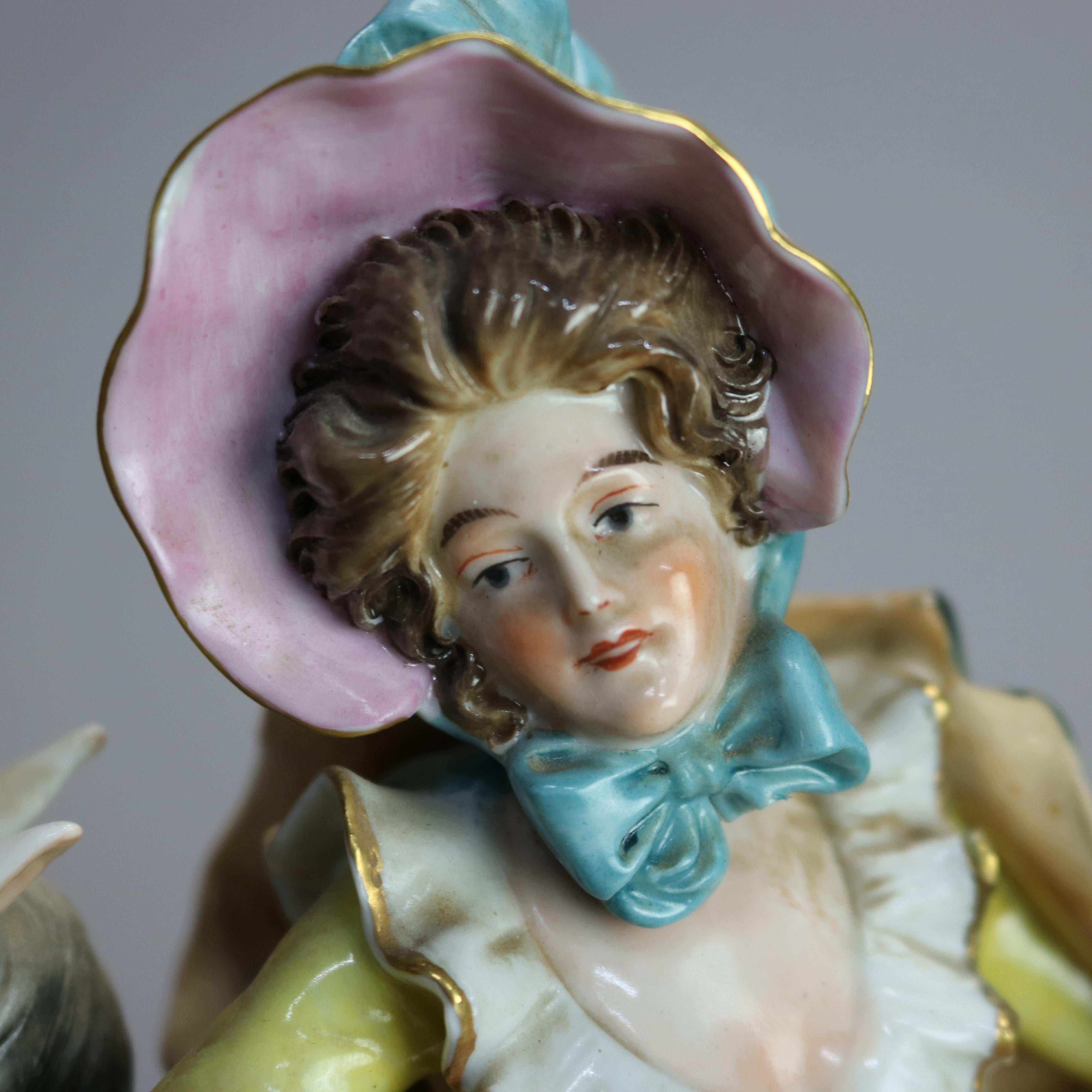 Antique & Large Italian Capodimonte Porcelain Figural Courting Scene, 19th C 10