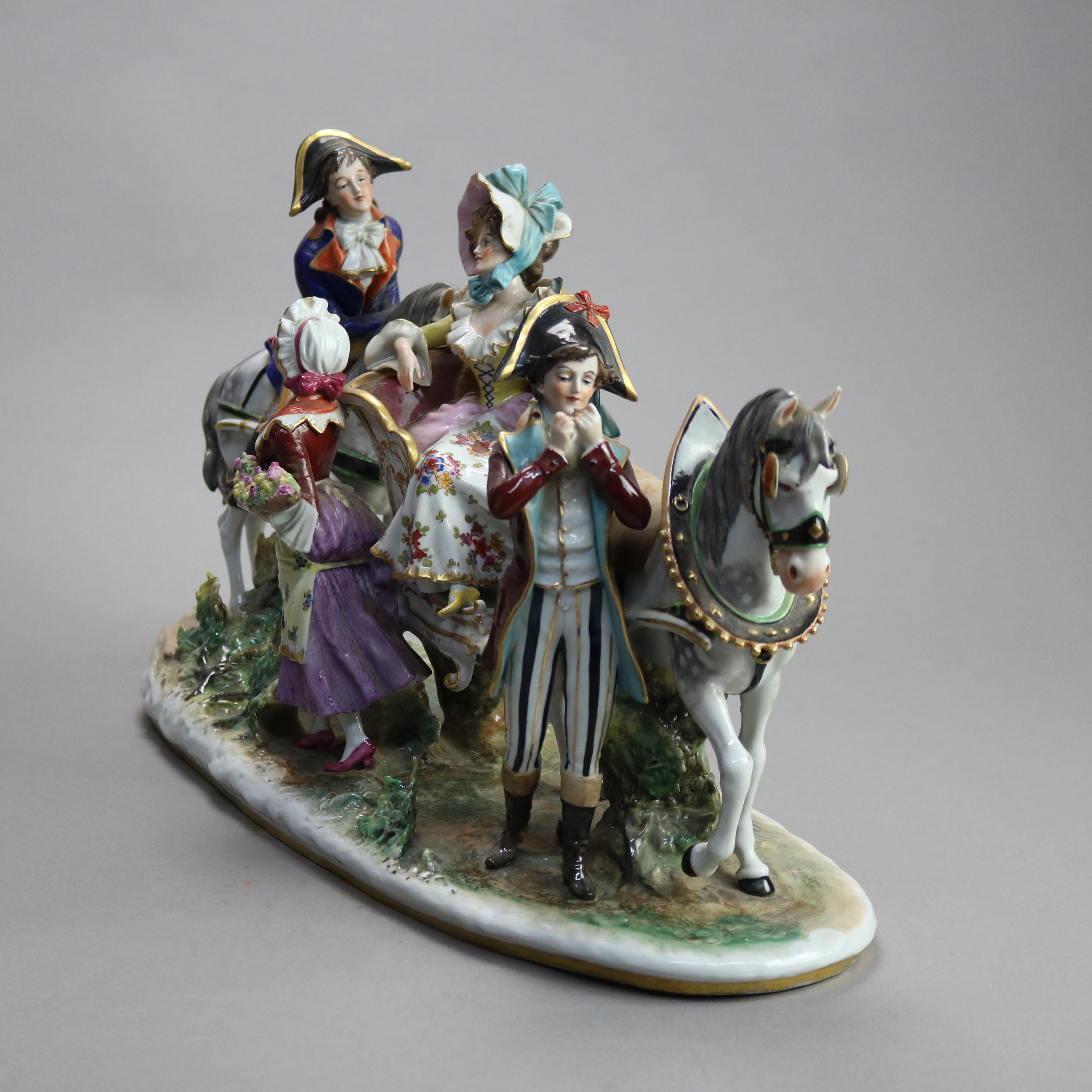 19th Century Antique & Large Italian Capodimonte Porcelain Figural Courting Scene, 19th C