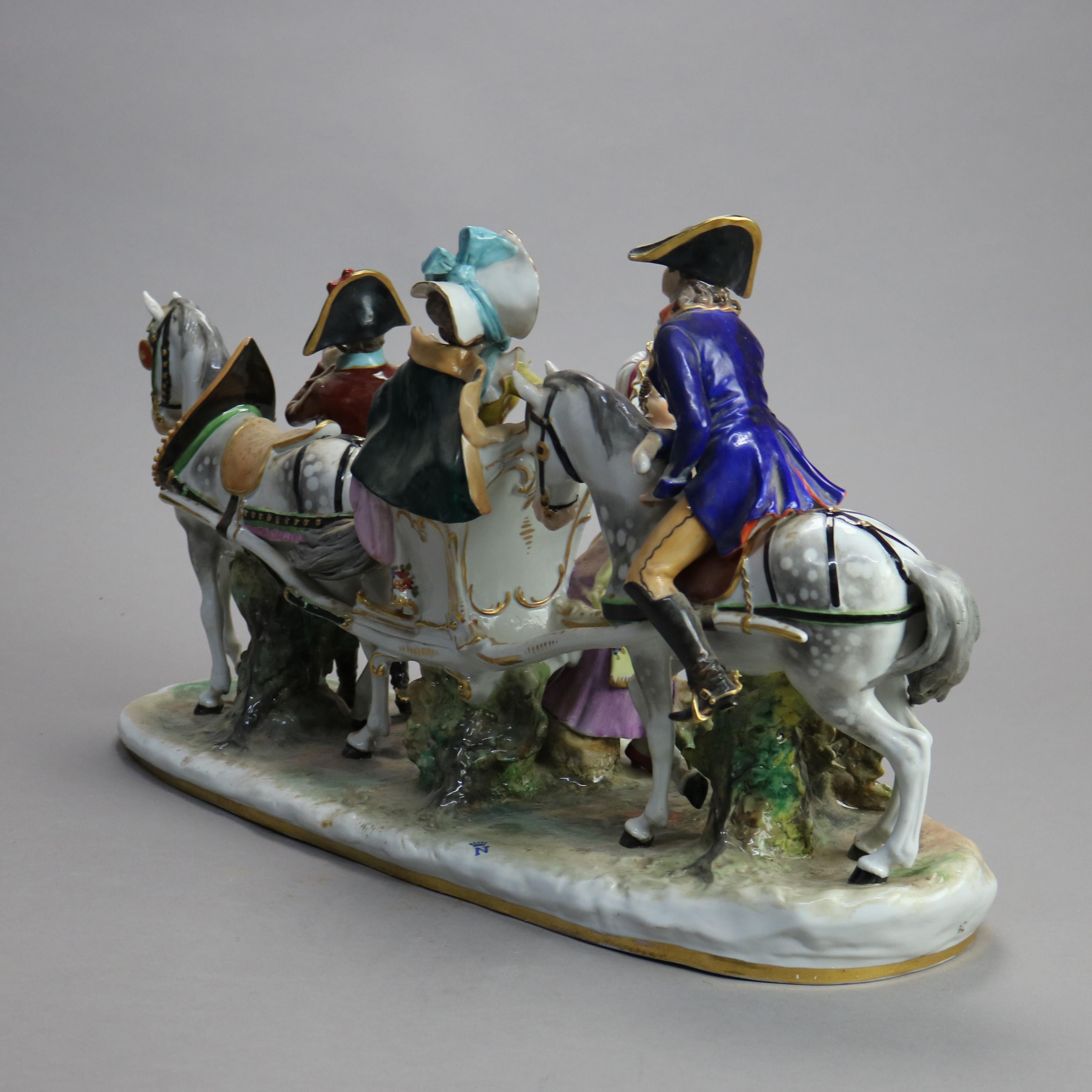 Antique & Large Italian Capodimonte Porcelain Figural Courting Scene, 19th C 1