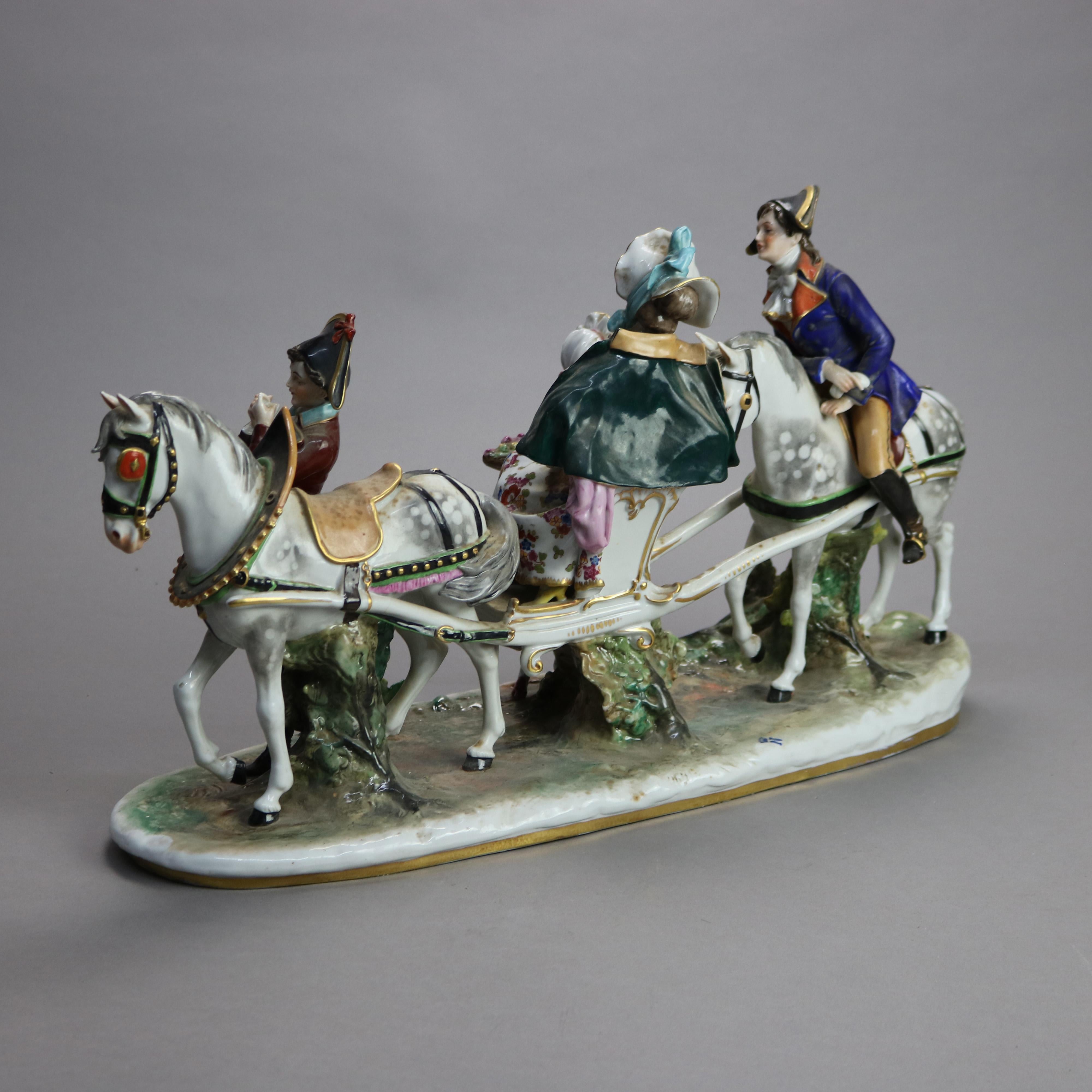 Antique & Large Italian Capodimonte Porcelain Figural Courting Scene, 19th C 2